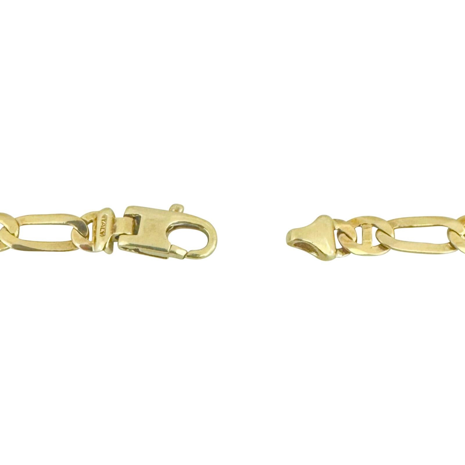14 Karat Gelbgold Massiv polierte Figarucci Gliederkette Halskette Italien 2