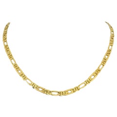 14 Karat Gelbgold Massiv polierte Figarucci Gliederkette Halskette Italien