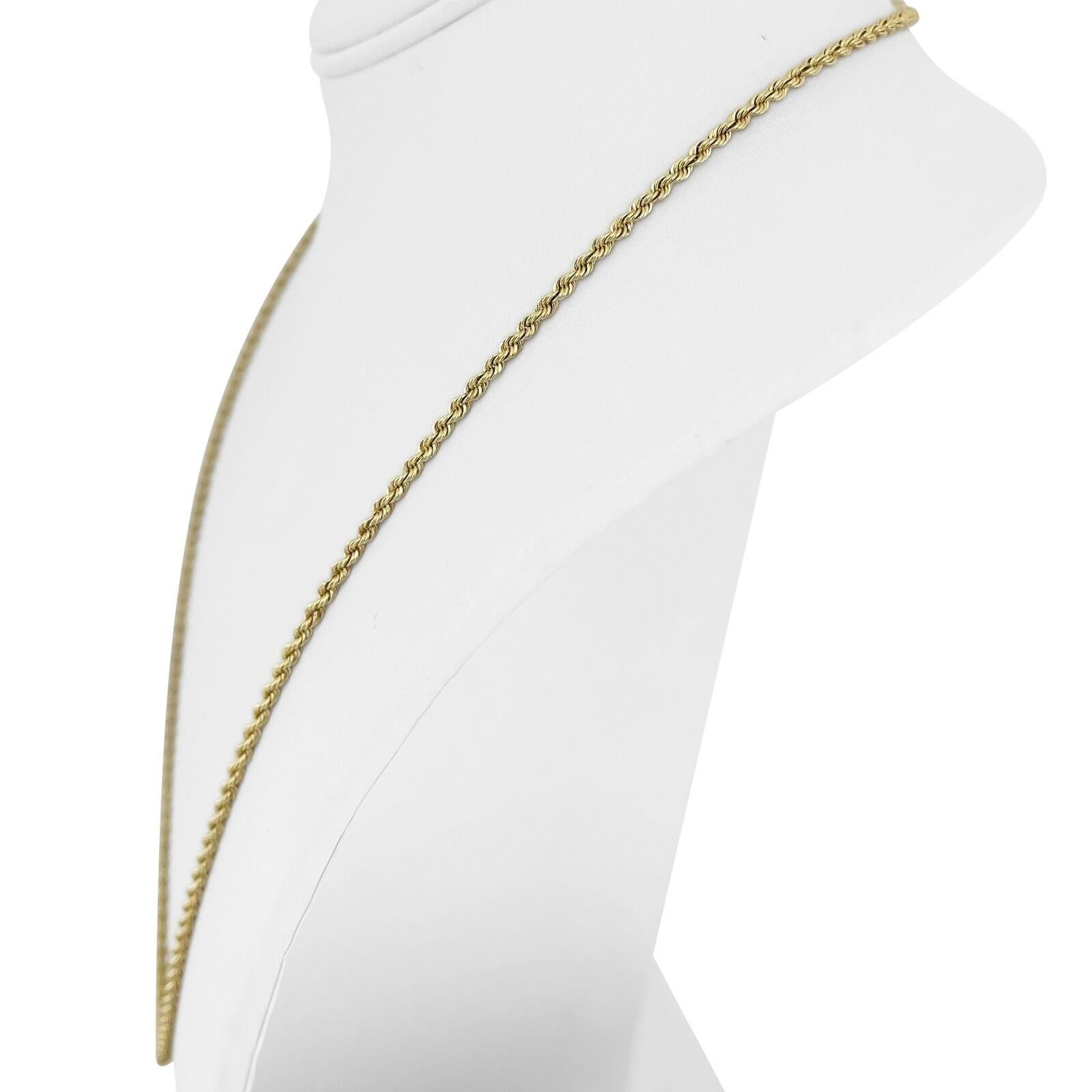 Collier en or jaune 14k 12.1g Solid 2mm Rope Chain 24
