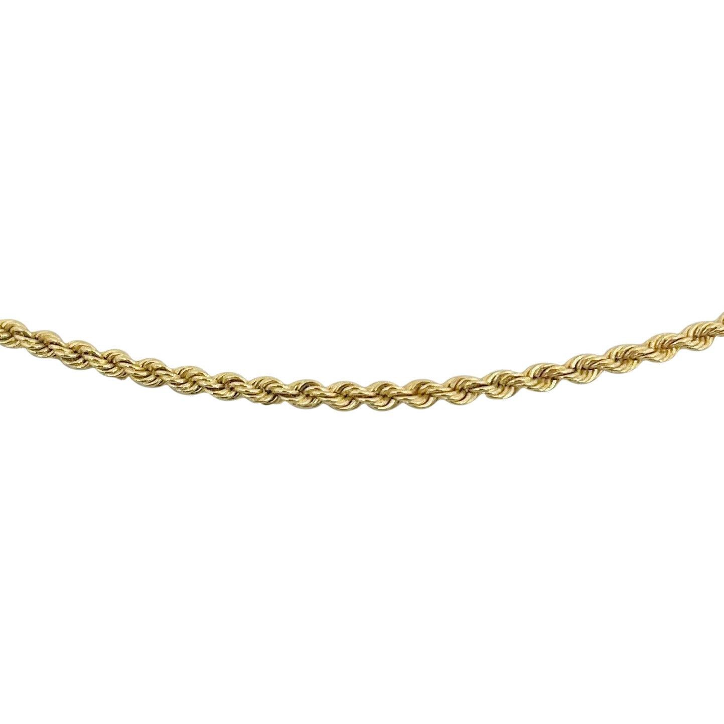 Chaîne collier à corde en or jaune 14 carats massif  Bon état à Guilford, CT
