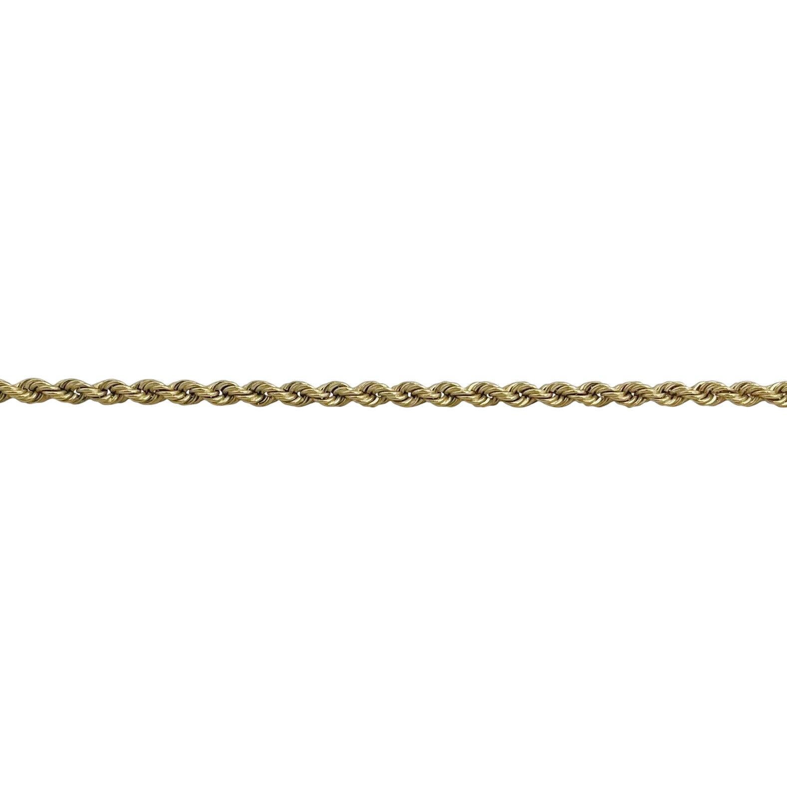 14 Karat Yellow Gold Solid Rope Chain Necklace In Good Condition For Sale In Guilford, CT
