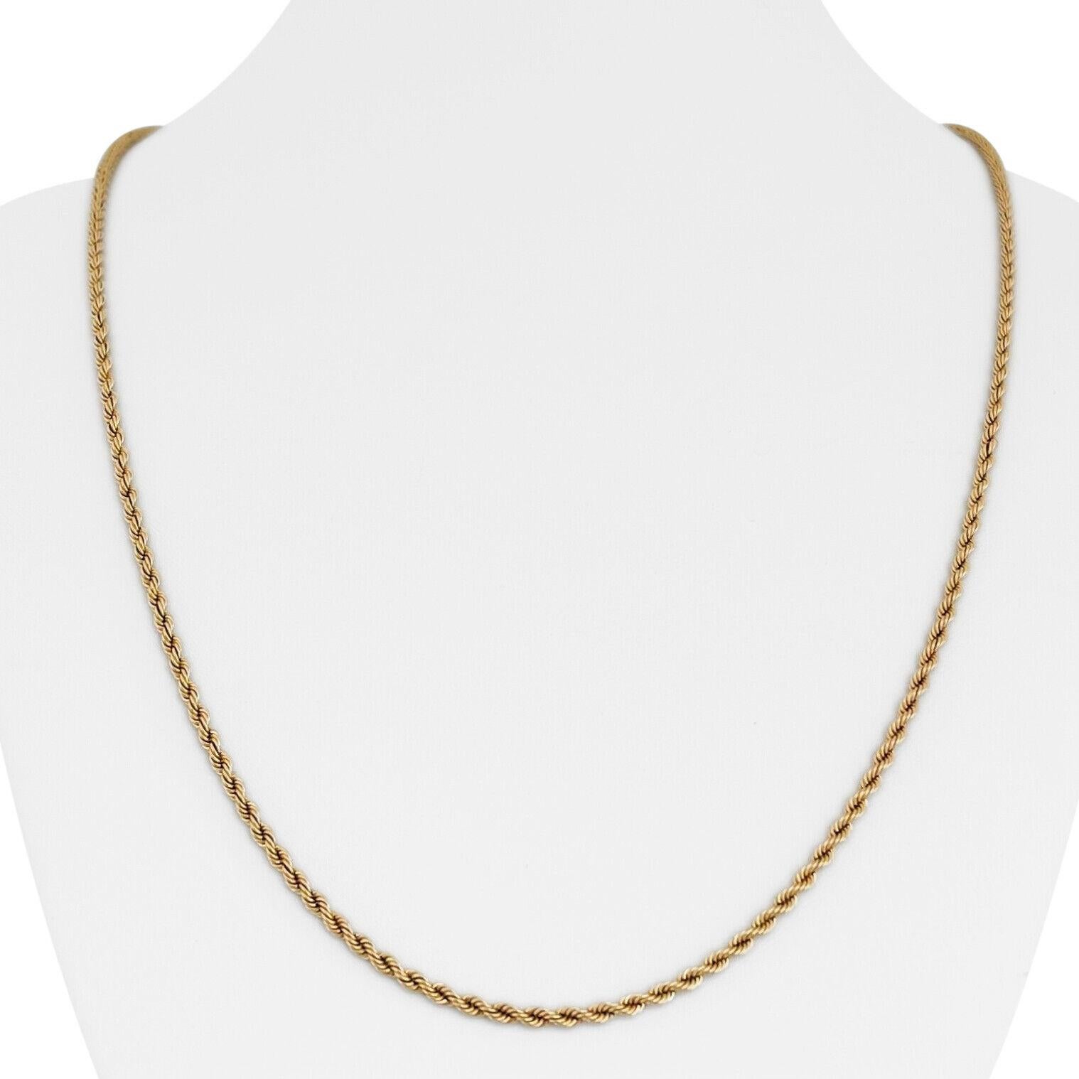 14k Yellow Gold Solid Ladies Rope Chain Necklace Italy For Sale at 1stDibs