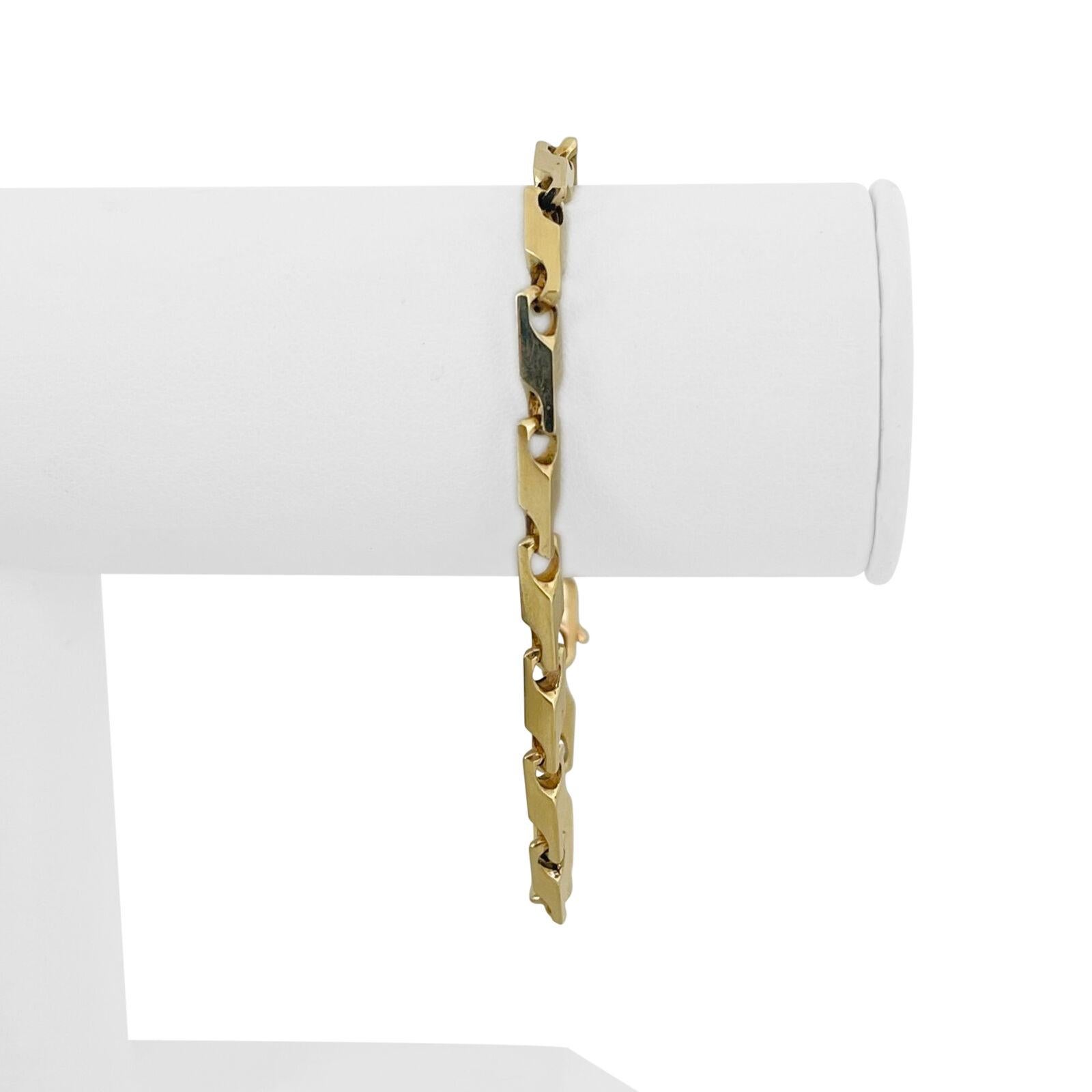 14k Yellow Gold 18.9g Solid 3mm Squared Bar Link Bracelet 7.75