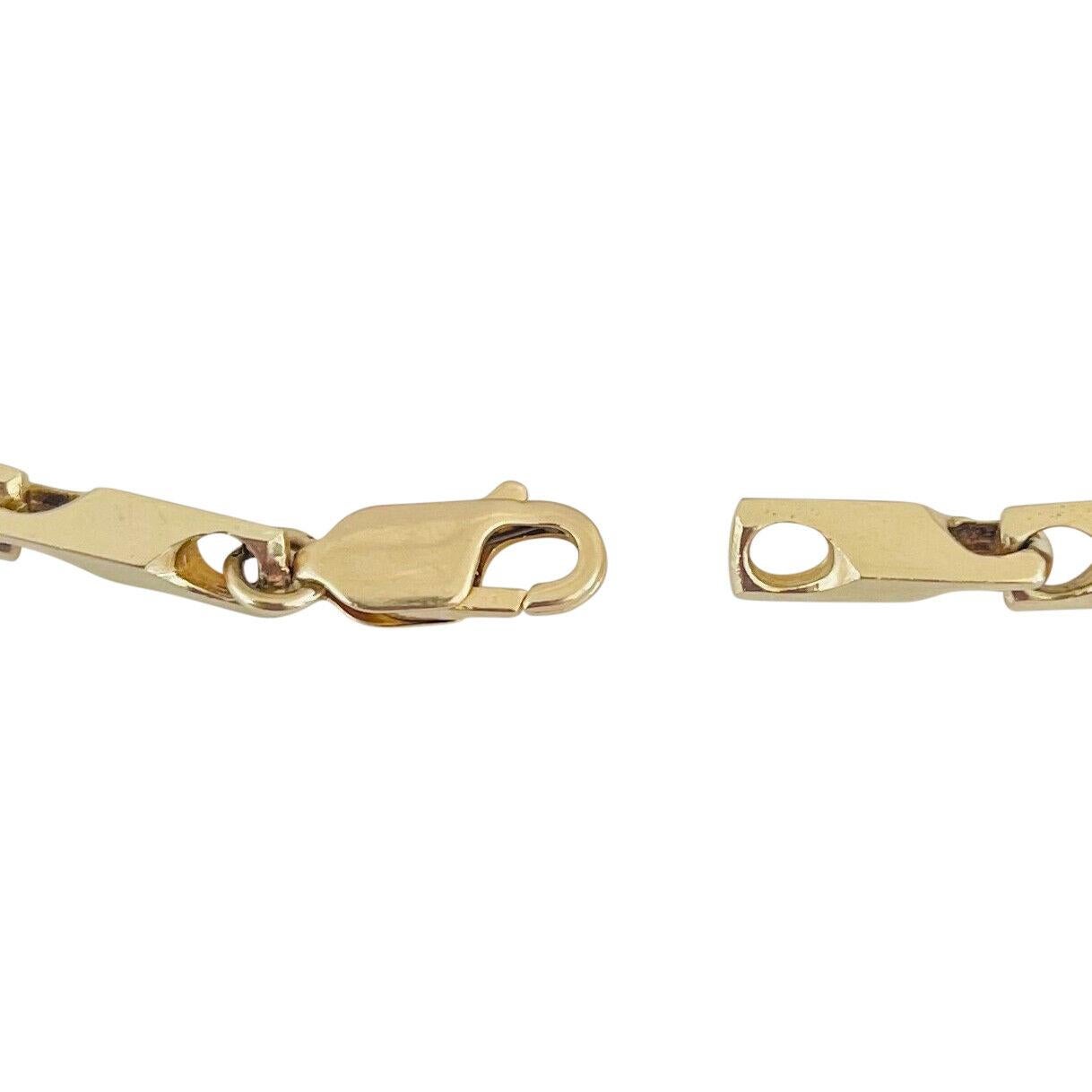Women's 14 Karat Yellow Gold Solid Squared Bar Link Bracelet