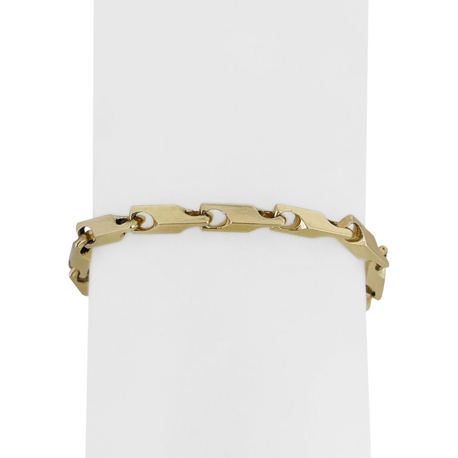 14 Karat Yellow Gold Solid Squared Bar Link Bracelet 2