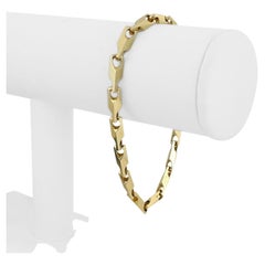 14 Karat Yellow Gold Solid Squared Bar Link Bracelet