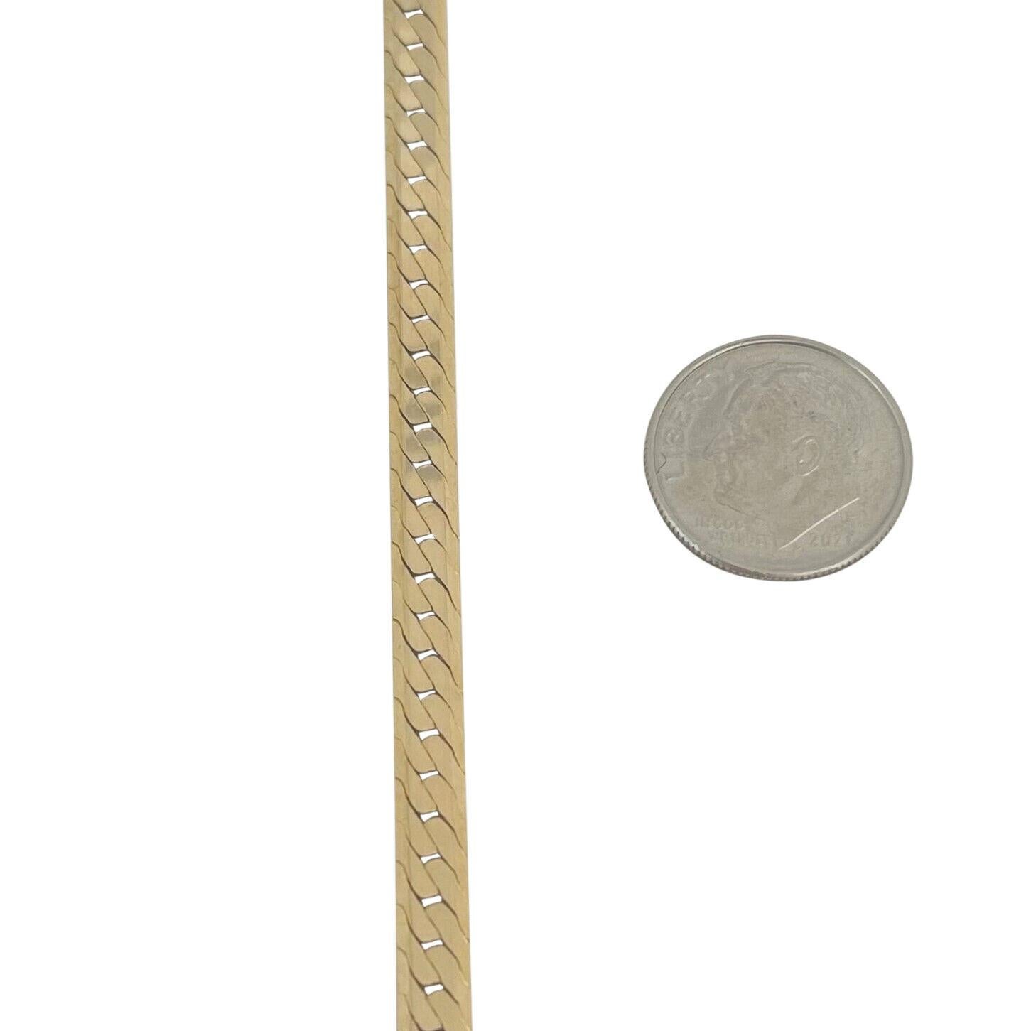 14 Karat Yellow Gold Solid Thick Beveled Edge Herringbone Necklace 1