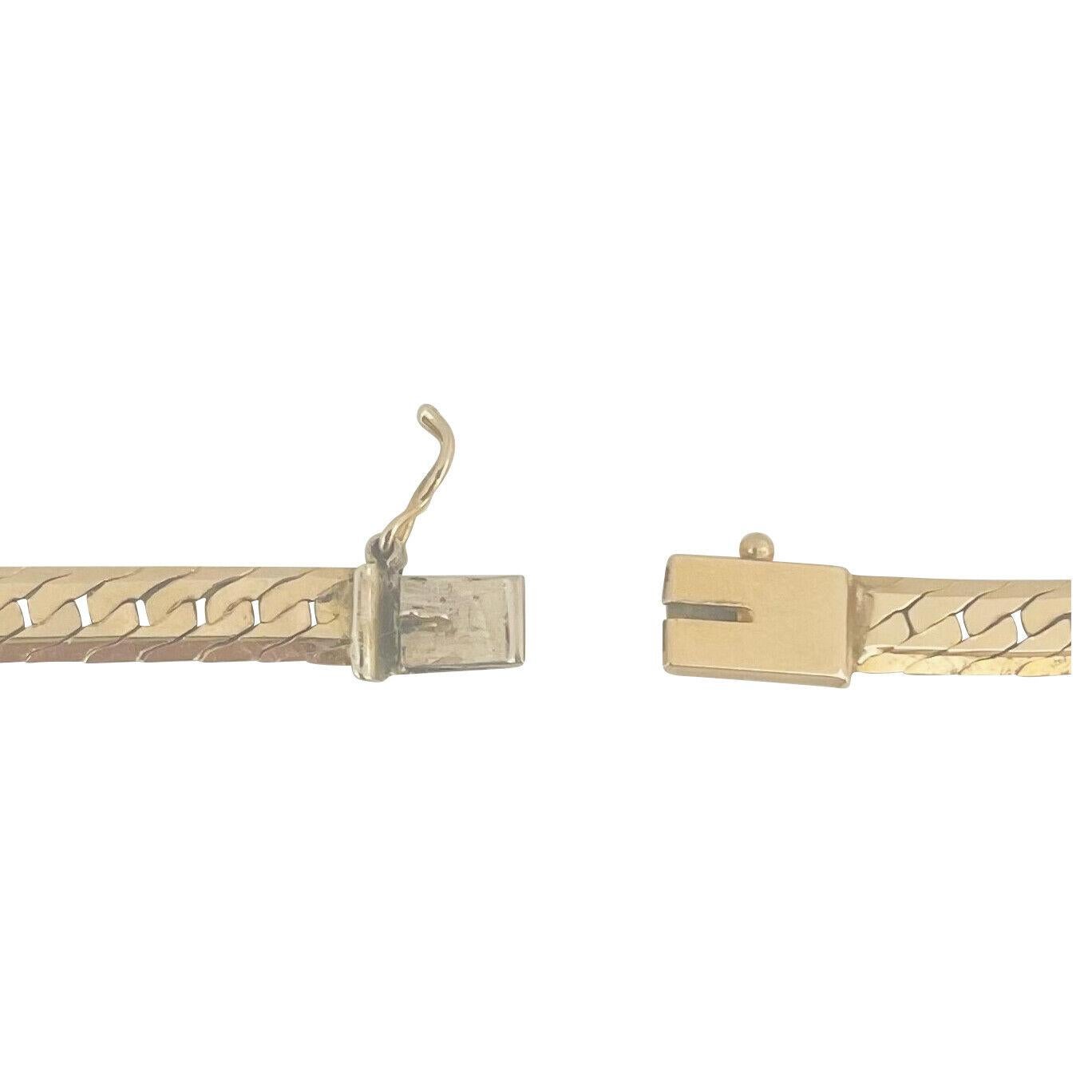 14 Karat Yellow Gold Solid Thick Beveled Edge Herringbone Necklace 2