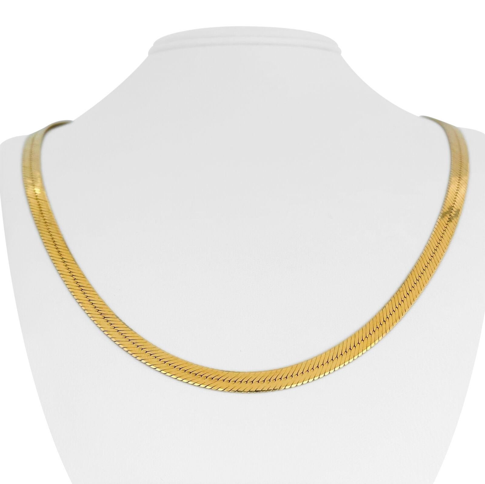 14 Karat Yellow Gold Solid Thick Herringbone Link Chain Necklace