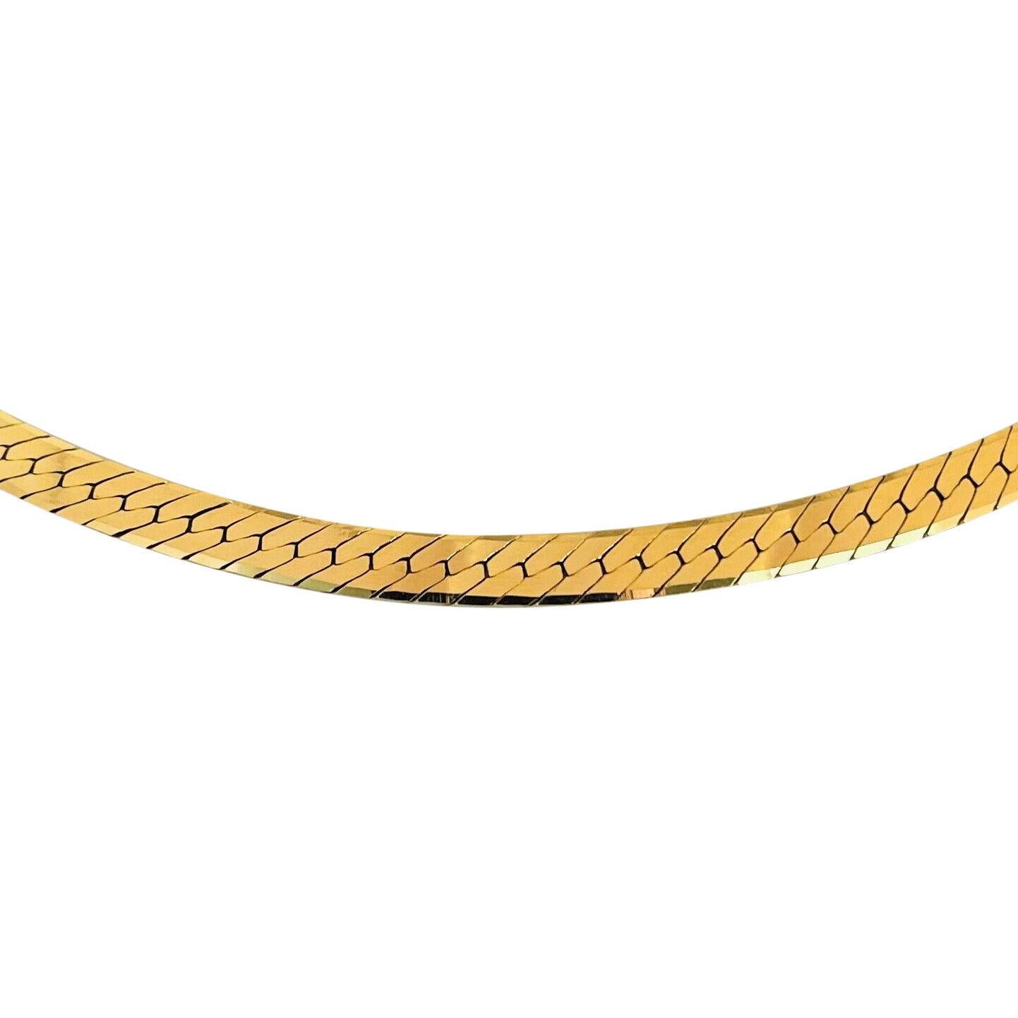 14 Karat Gelbgold Massive Dicke Fischgrätengliederkette Halskette, Italien im Zustand „Gut“ in Guilford, CT