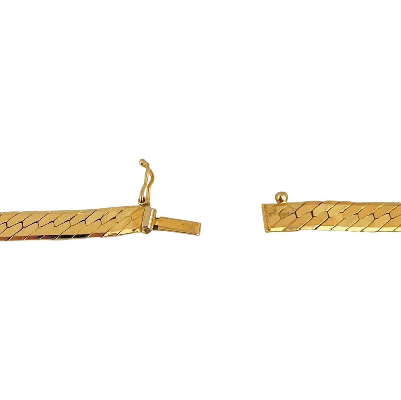 14 Karat Gelbgold Massive Dicke Fischgrätengliederkette Halskette, Italien 2