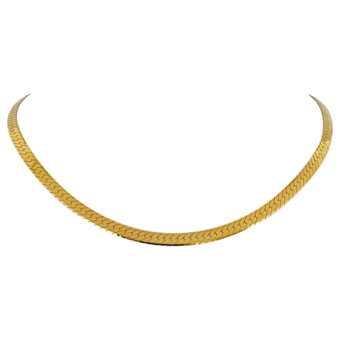 Collier à maillons en or jaune 14 carats avec chevrons épais, Italie