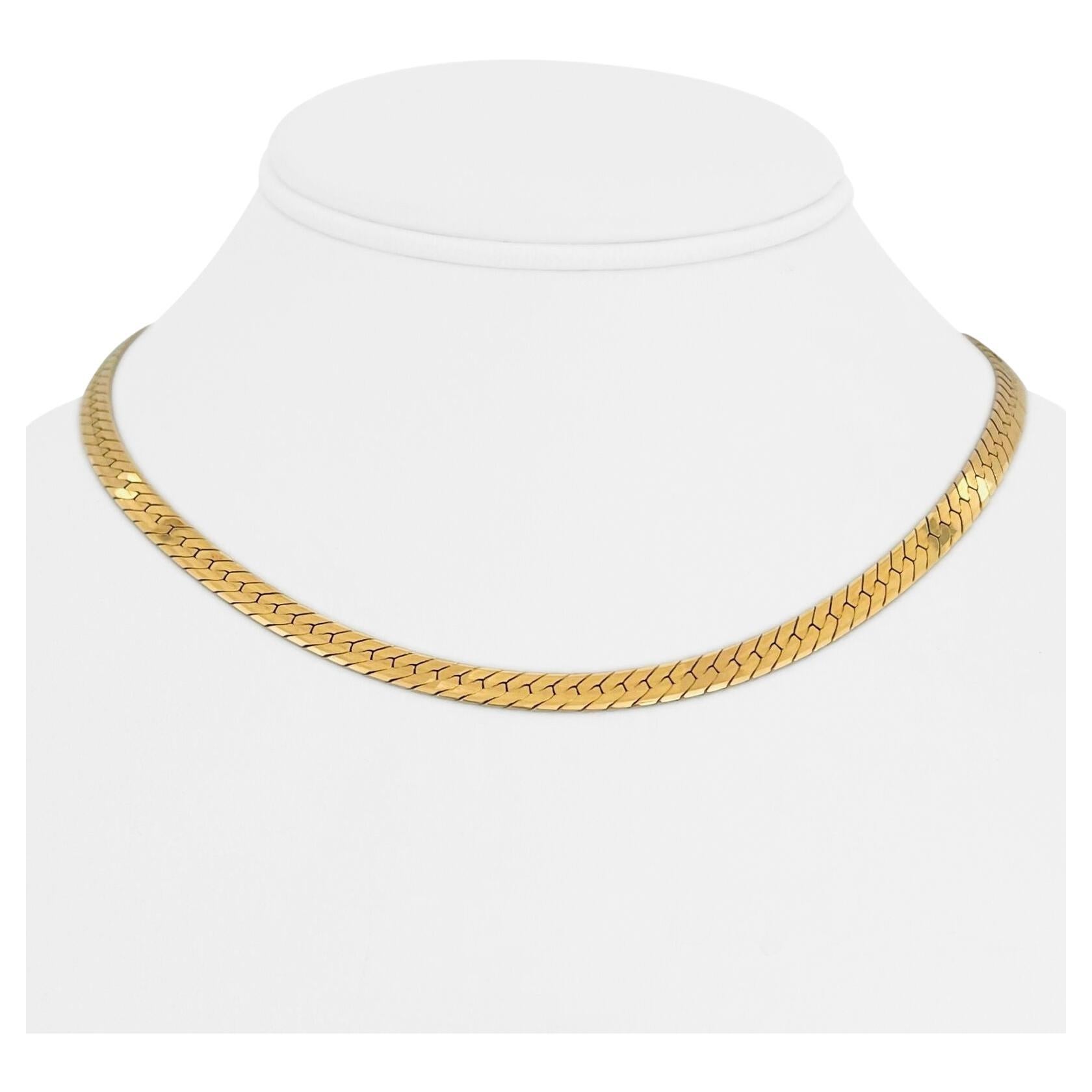 14 Karat Yellow Gold Heavy Thick Herringbone Link Chain Necklace For