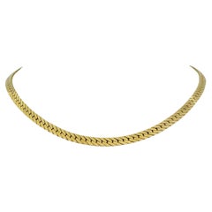 14 Karat Yellow Gold Solid Thick Herringbone Link Necklace Italy 