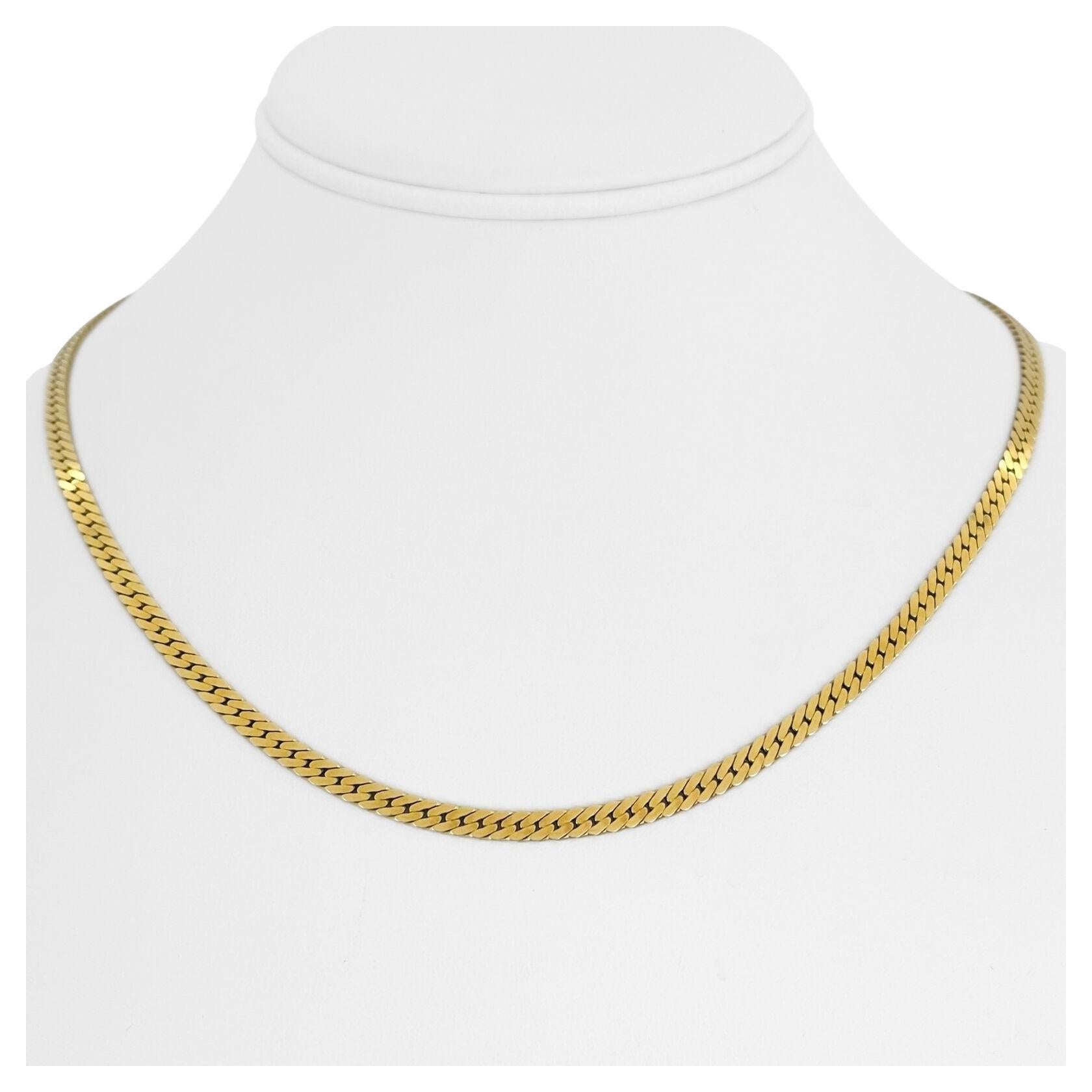 14 Karat Yellow Gold Solid Thick Herringbone Link Chain Necklace Italy For Sale at 1stDibs
