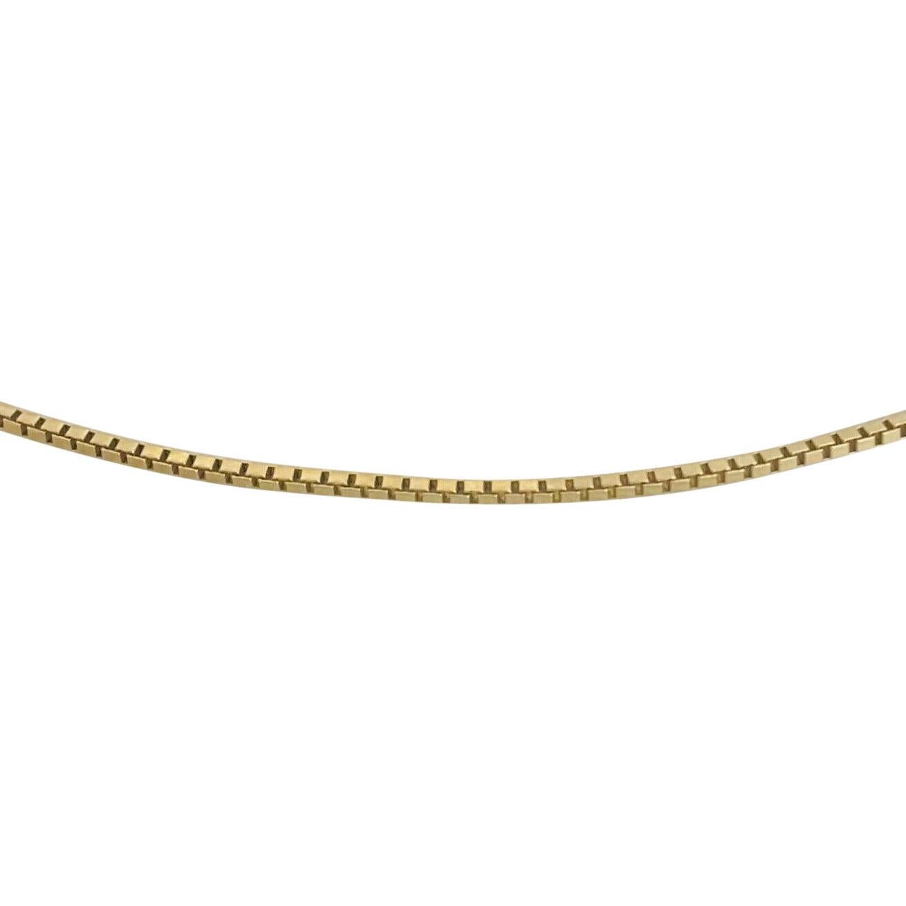 14 Karat Yellow Gold Solid Thin Box Link Chain Necklace, Italy In Good Condition In Guilford, CT