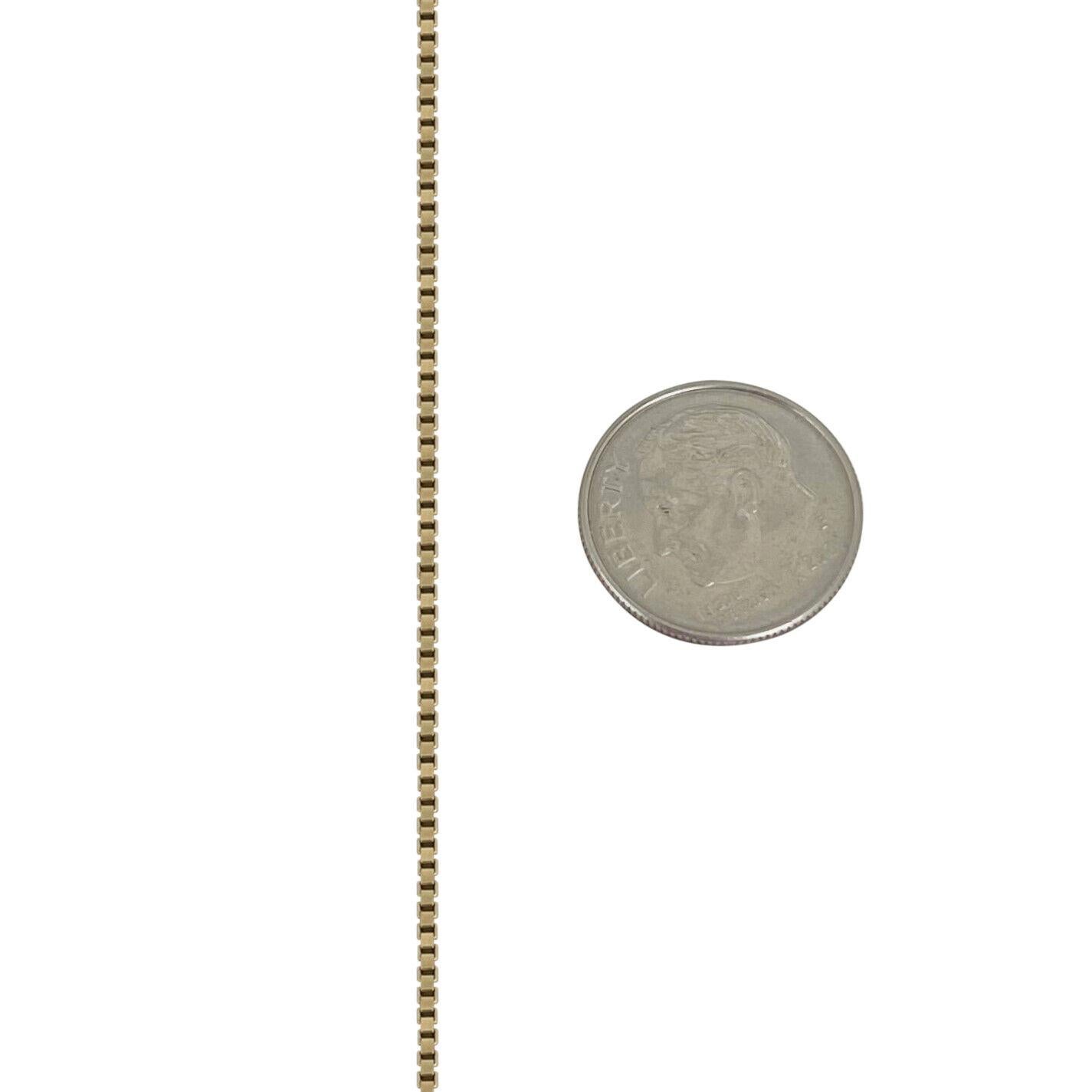 14 Karat Yellow Gold Solid Thin Box Link Chain Necklace, Italy 1
