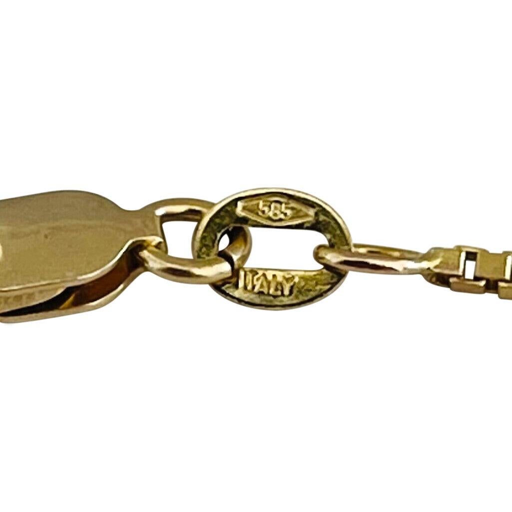 14 Karat Yellow Gold Solid Thin Box Link Chain Necklace, Italy 3