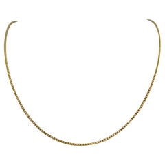 14 Karat Yellow Gold Solid Thin Box Link Chain Necklace, Italy