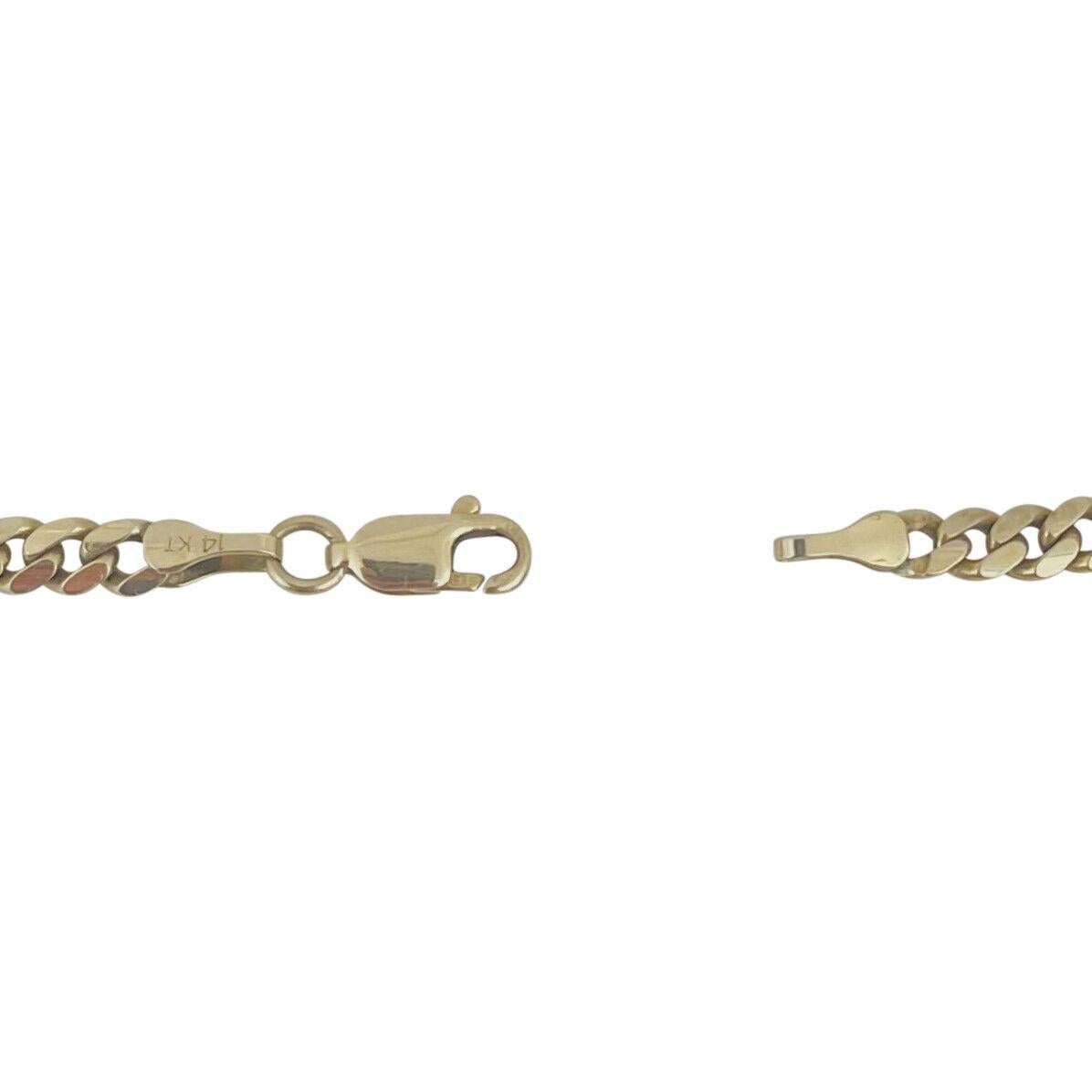 Women's or Men's 14 Karat Yellow Gold Solid Thin Cuban Curb Link Chain Necklace