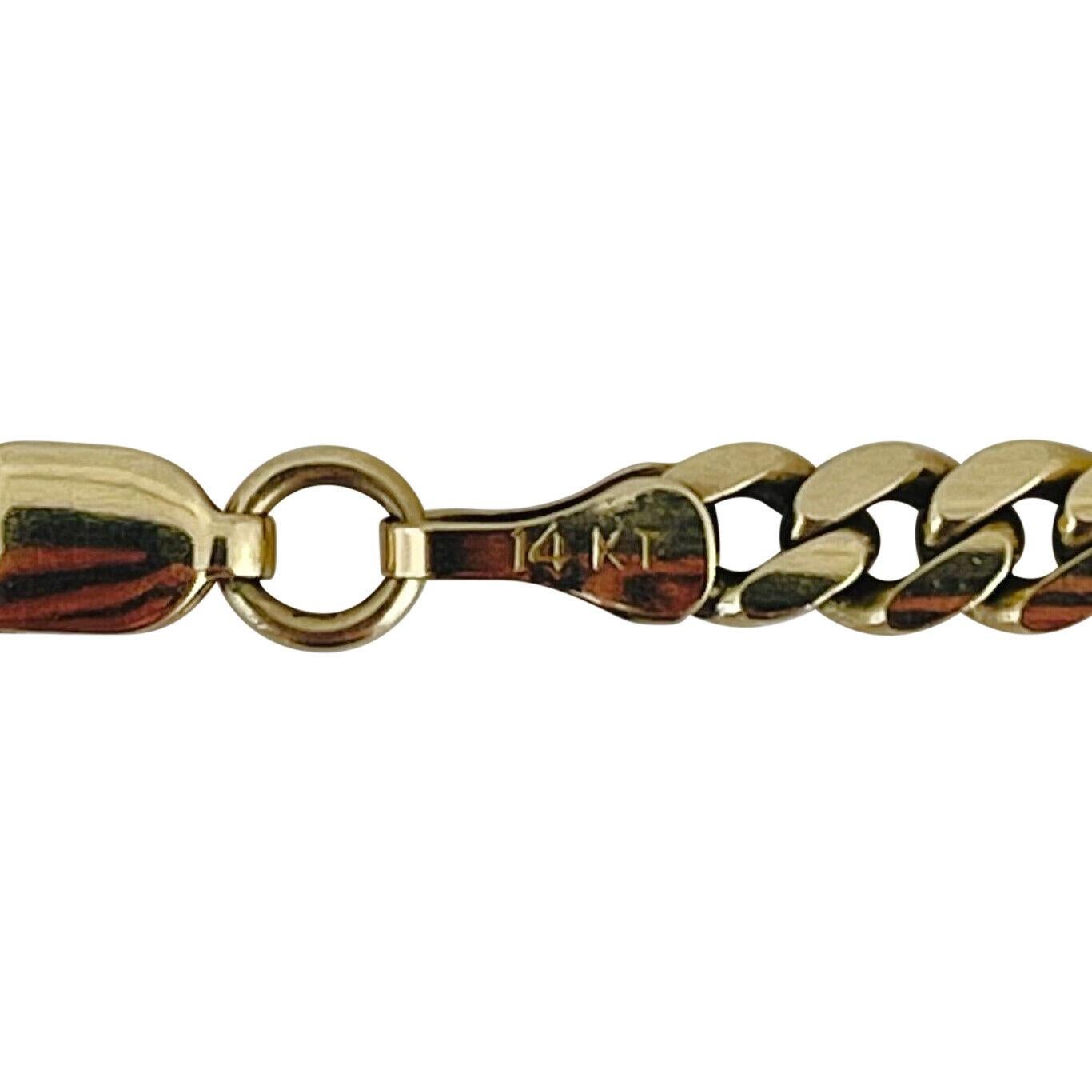 14 Karat Yellow Gold Solid Thin Cuban Curb Link Chain Necklace 1