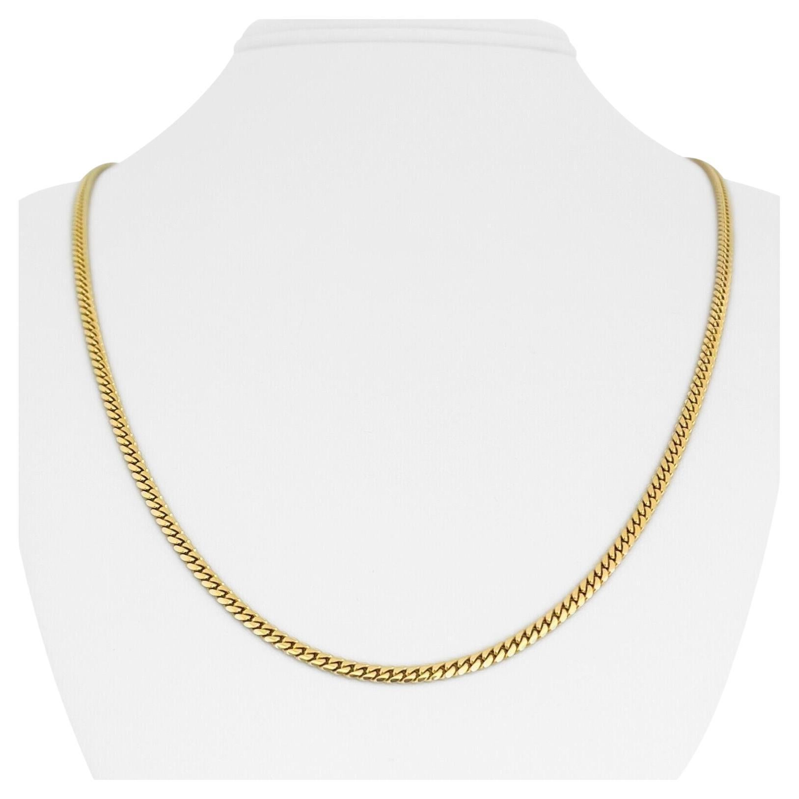 14 Karat Yellow Gold Solid Thin Cuban Curb Link Chain Necklace