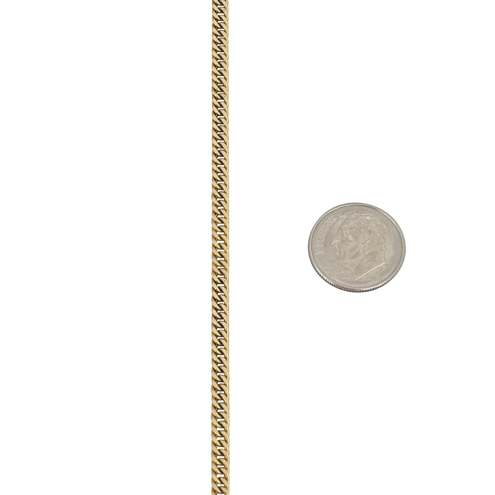 14 Karat Yellow Gold Solid Thin Curb Link Chain Necklace In Good Condition For Sale In Guilford, CT