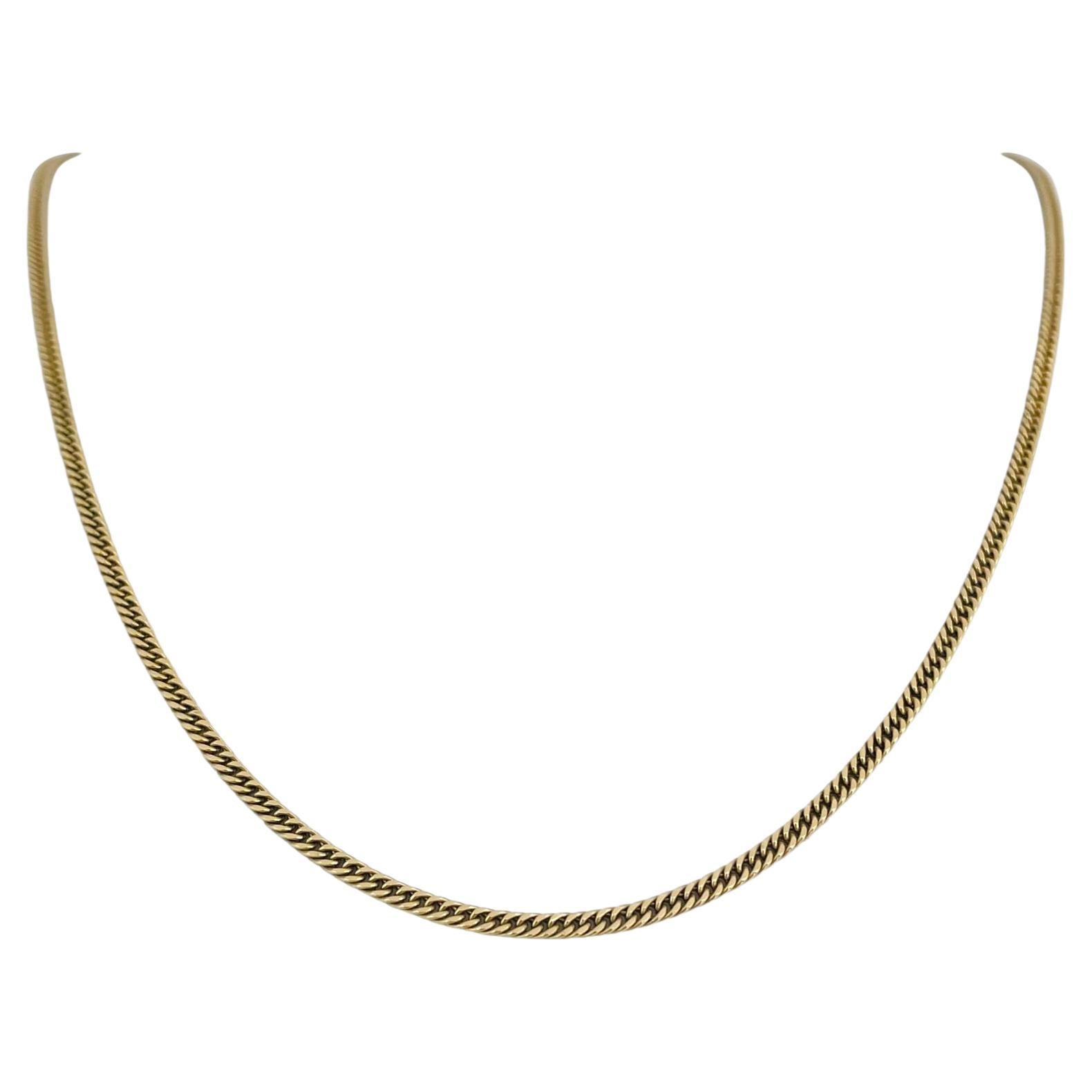 14 Karat Yellow Gold Solid Thin Curb Link Chain Necklace