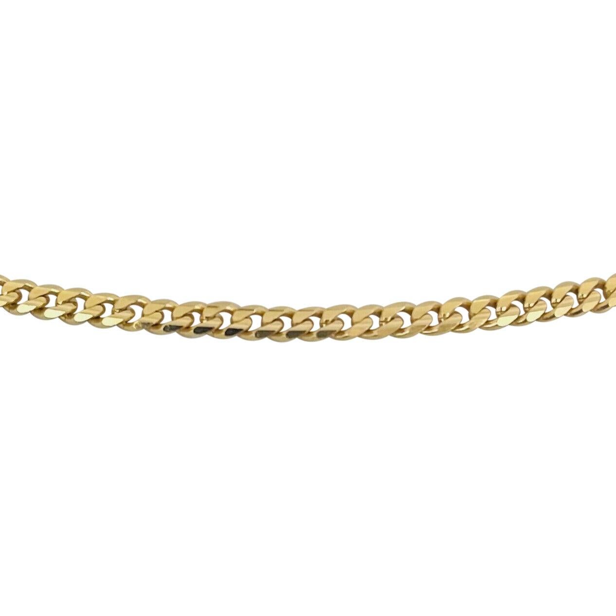 14 Karat Yellow Gold Solid Thin Curb Link Chain Necklace Italy In Good Condition In Guilford, CT