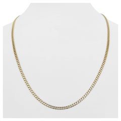 14 Karat Yellow Gold Solid Thin Curb Link Chain Necklace Italy 