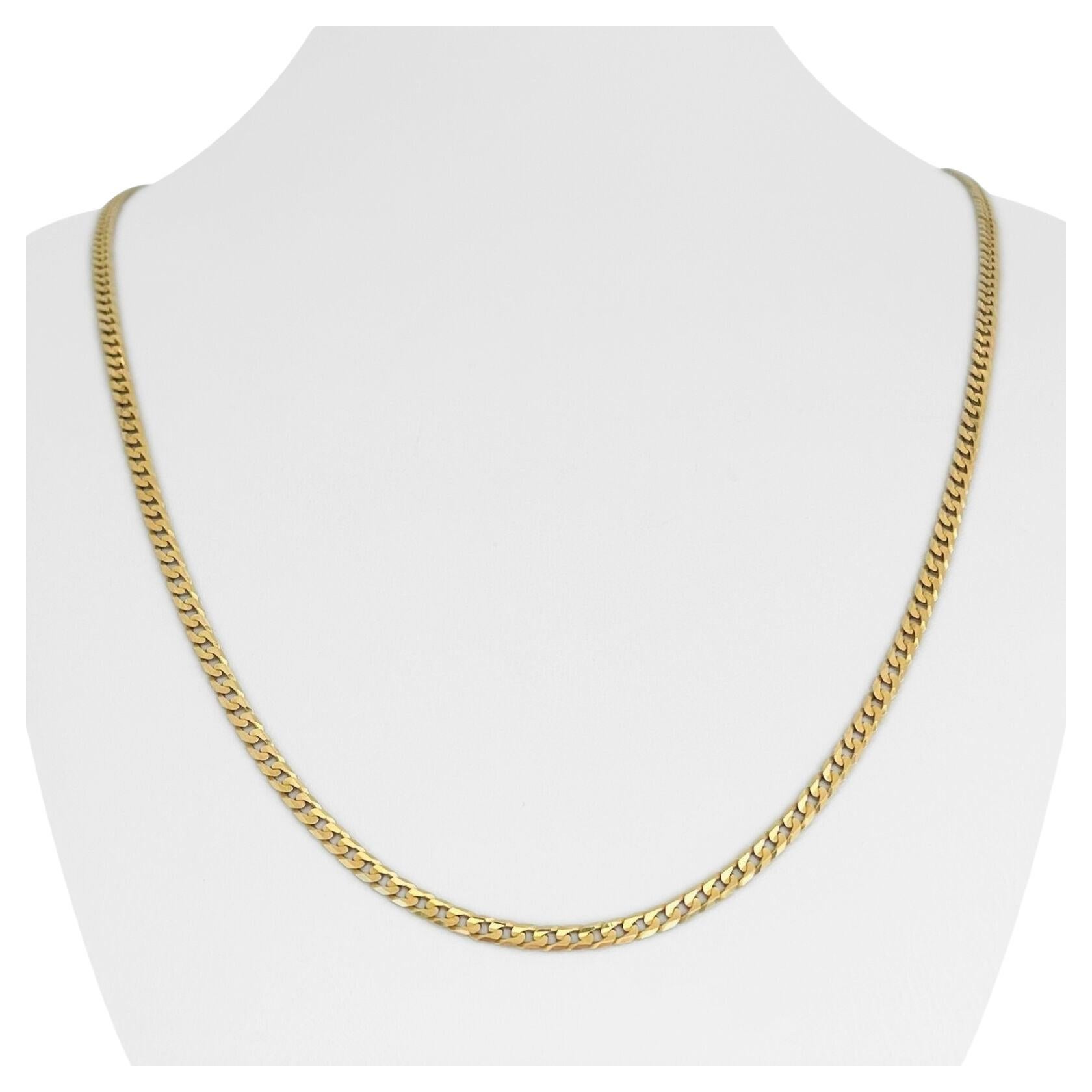 14 Karat Yellow Gold Solid Thin Ladies Curb Link Chain Necklace For Sale at 1stDibs