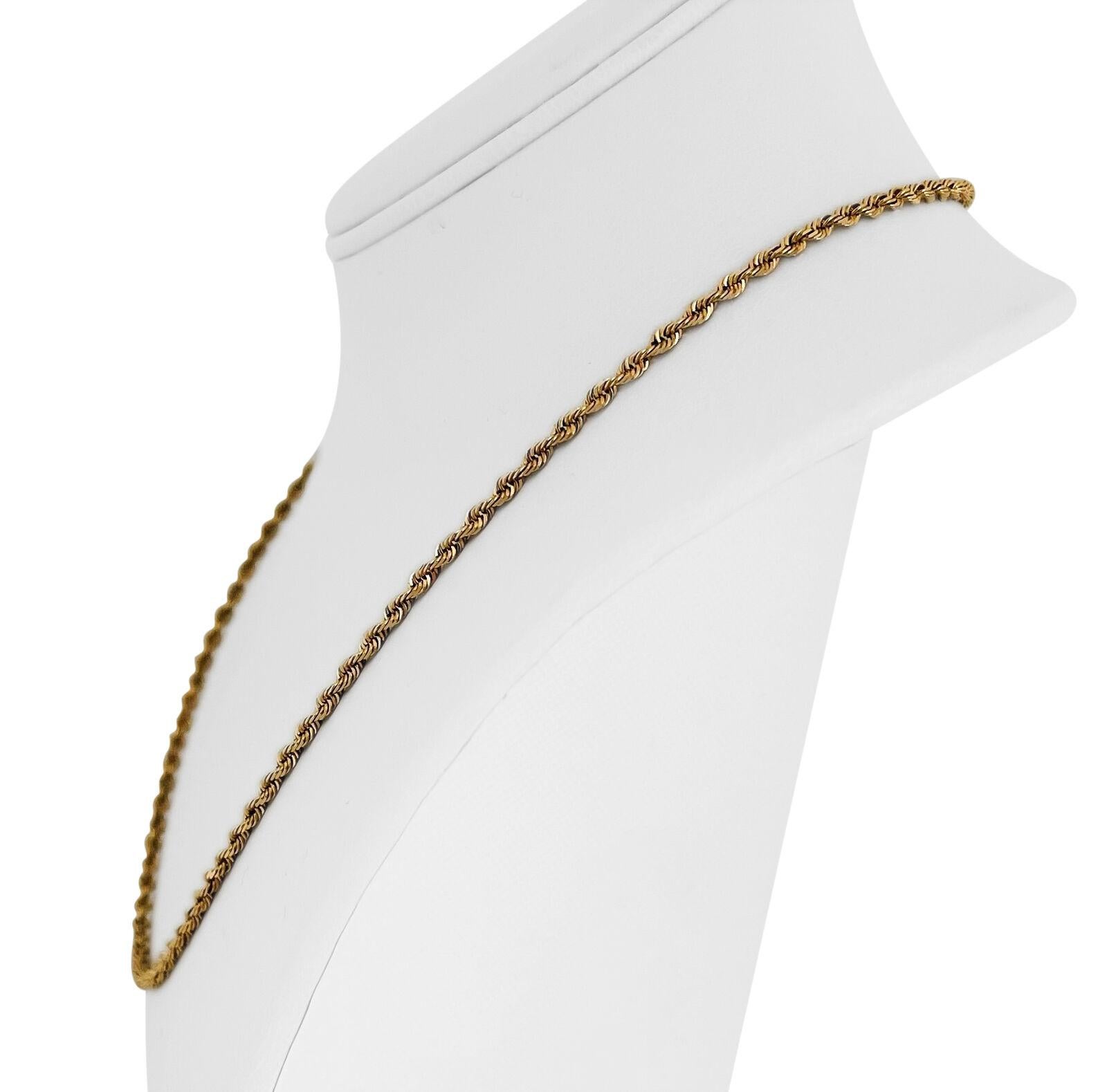 14k Yellow Gold 11g Solid Thin 2.5mm Diamond Cut Rope Chain Necklace Peru 20