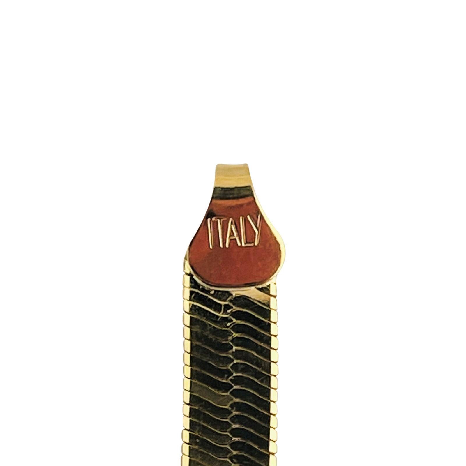 Women's or Men's 14 Karat Yellow Gold Solid Thin Herringbone Link Chain Necklace Italy