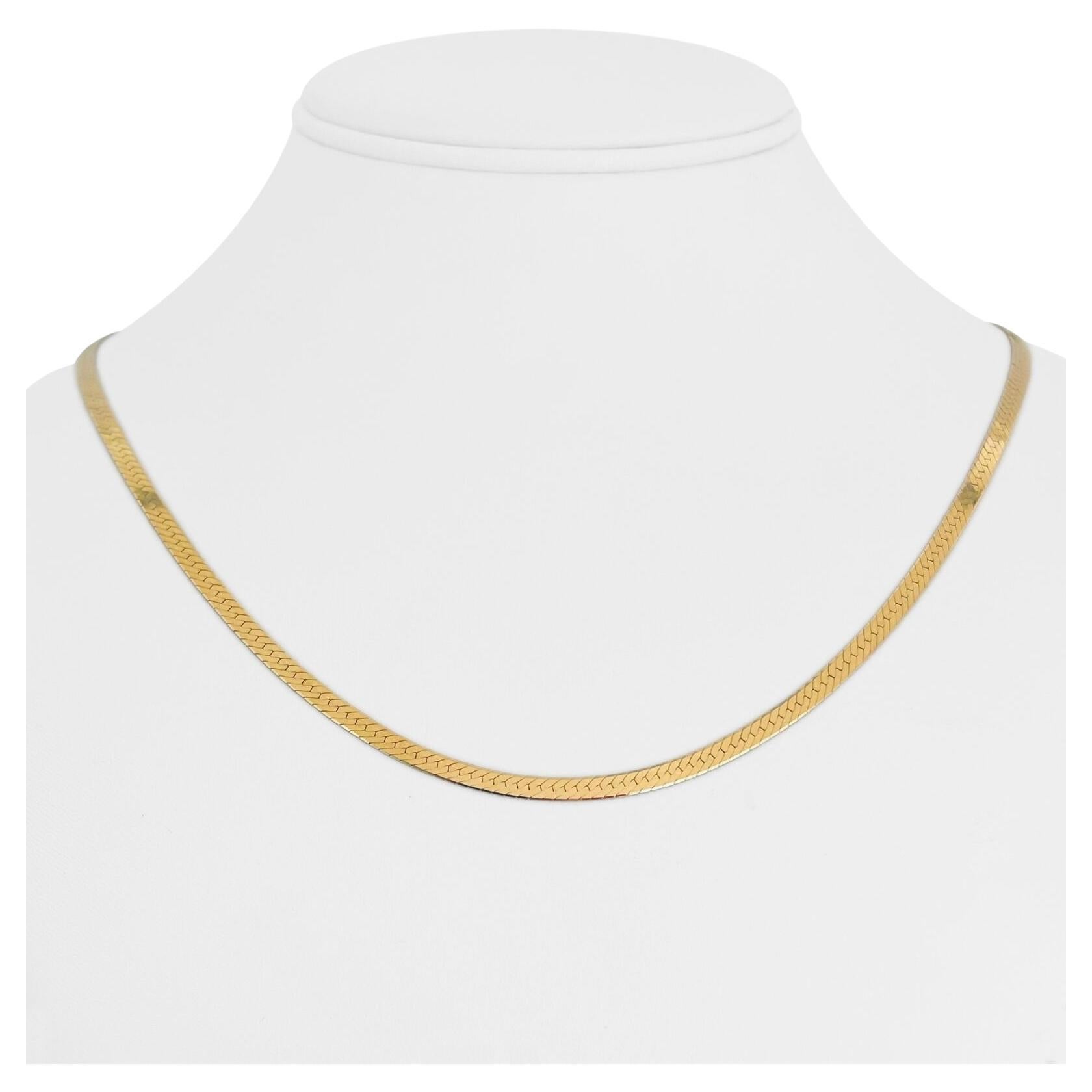 14 Karat Yellow Gold Solid Thin Cuban Curb Link Chain Necklace For Sale