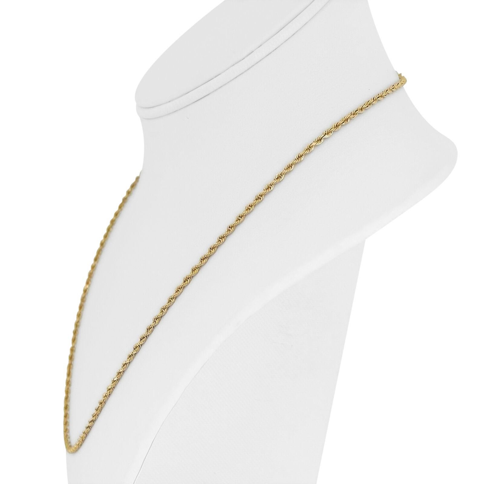 14k Yellow Gold 7.6g Solid Thin 2.5mm Rope Chain Necklace 20