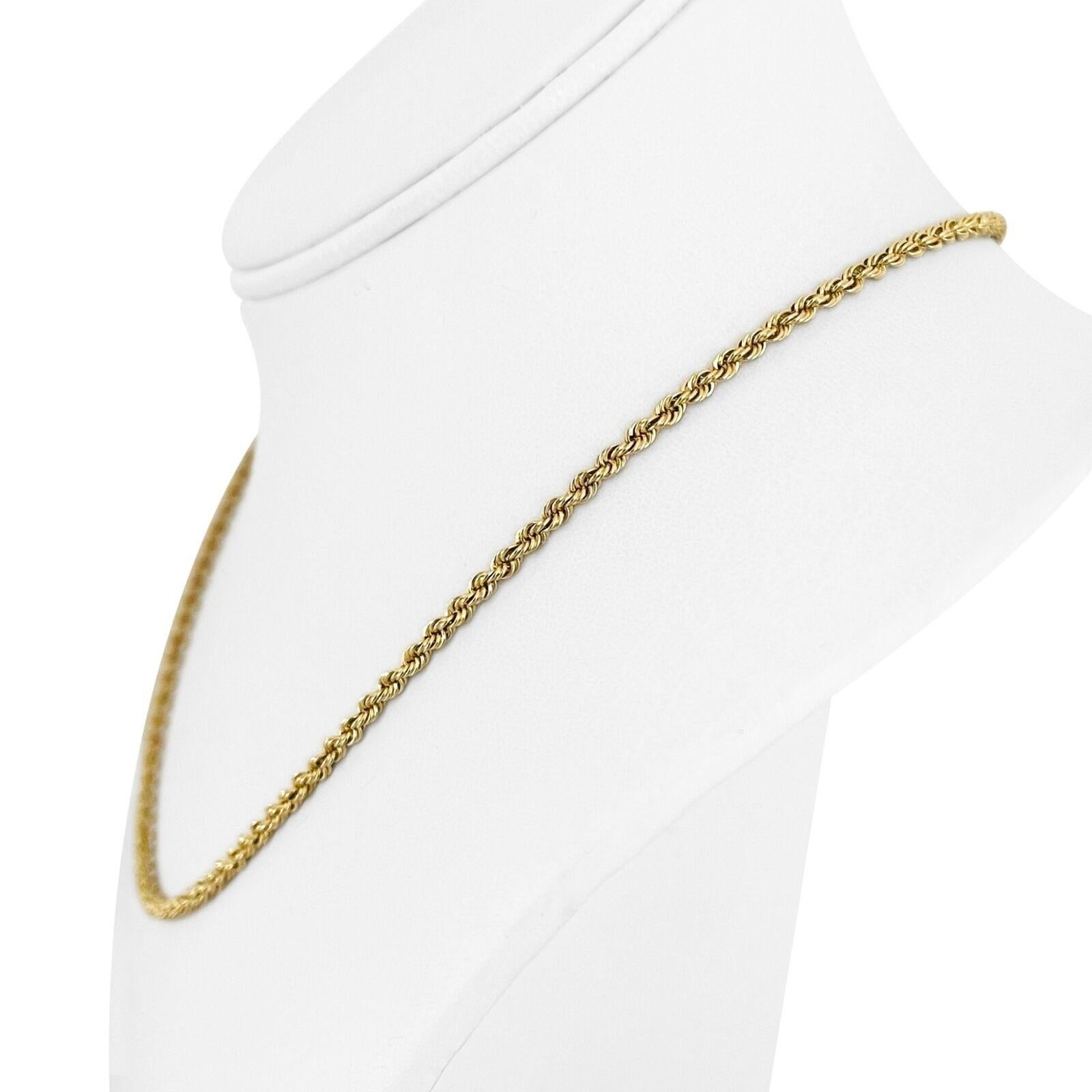 14k Yellow Gold 9.9g Solid Thin 2.2mm Rope Chain Necklace 17.5