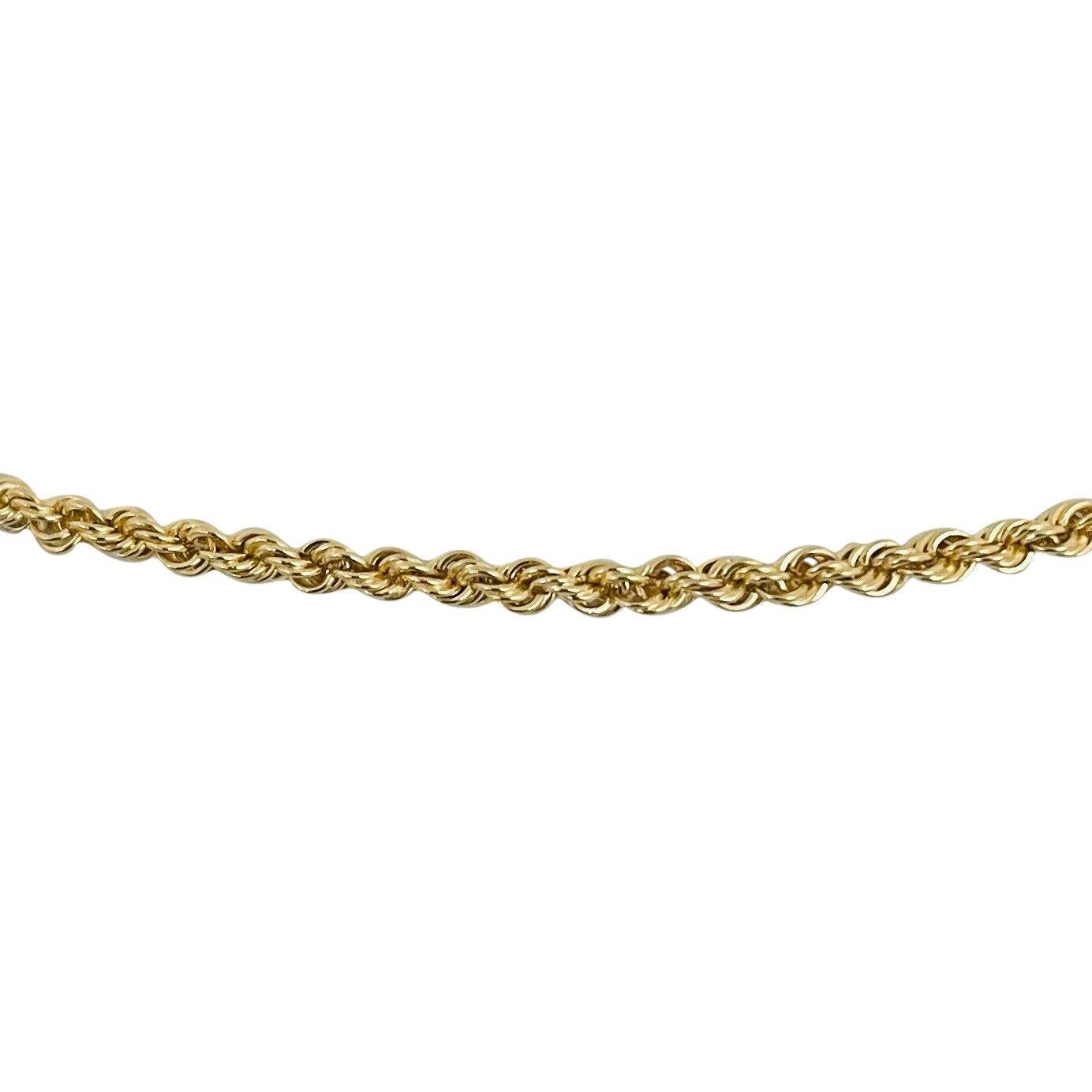 14 Karat Yellow Gold Solid Thin Rope Chain Necklace In Good Condition In Guilford, CT