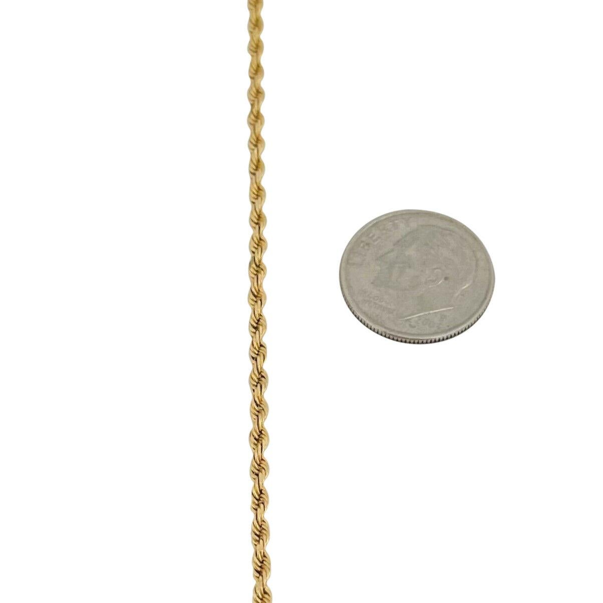 Women's or Men's 14 Karat Yellow Gold Solid Thin Rope Chain Necklace