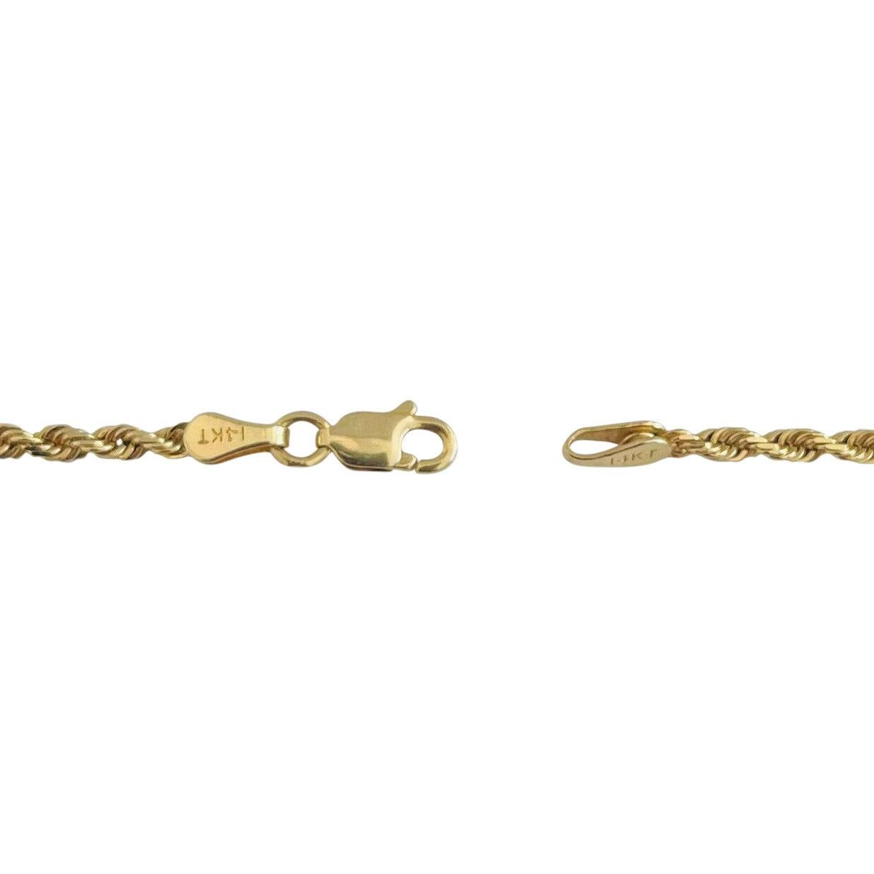 14 Karat Yellow Gold Solid Thin Rope Chain Necklace 1