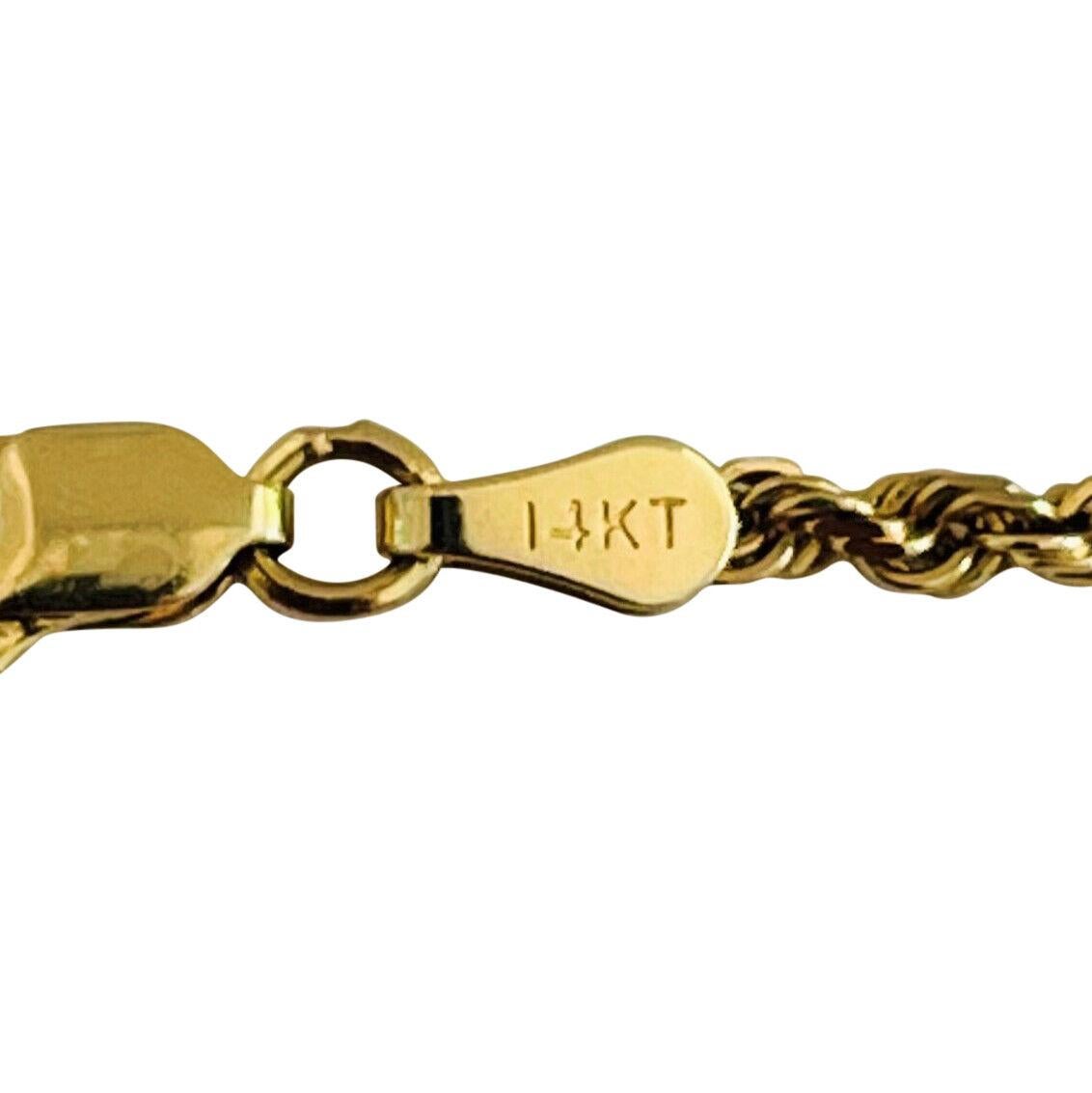 14 Karat Yellow Gold Solid Thin Rope Chain Necklace 2