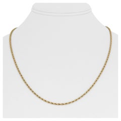 14 Karat Yellow Gold Solid Thin Rope Chain Necklace