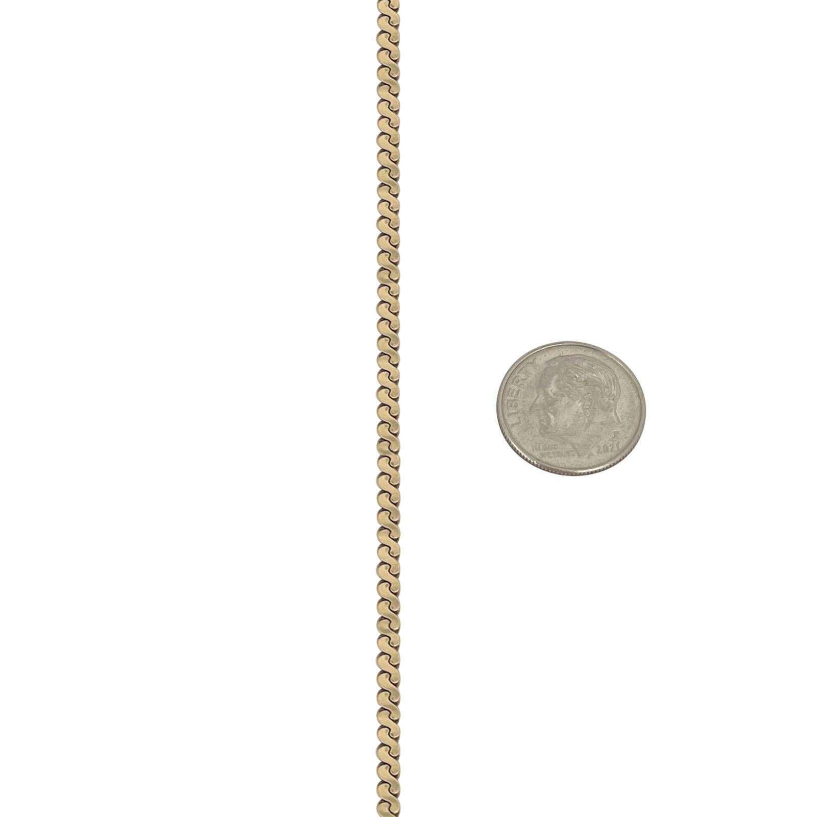Women's or Men's 14 Karat Yellow Gold Solid Thin Serpentine Link Chain Necklace 