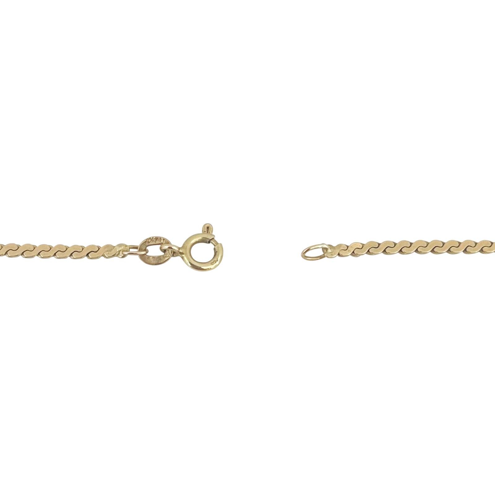 14 Karat Yellow Gold Solid Thin Serpentine Link Chain Necklace  1