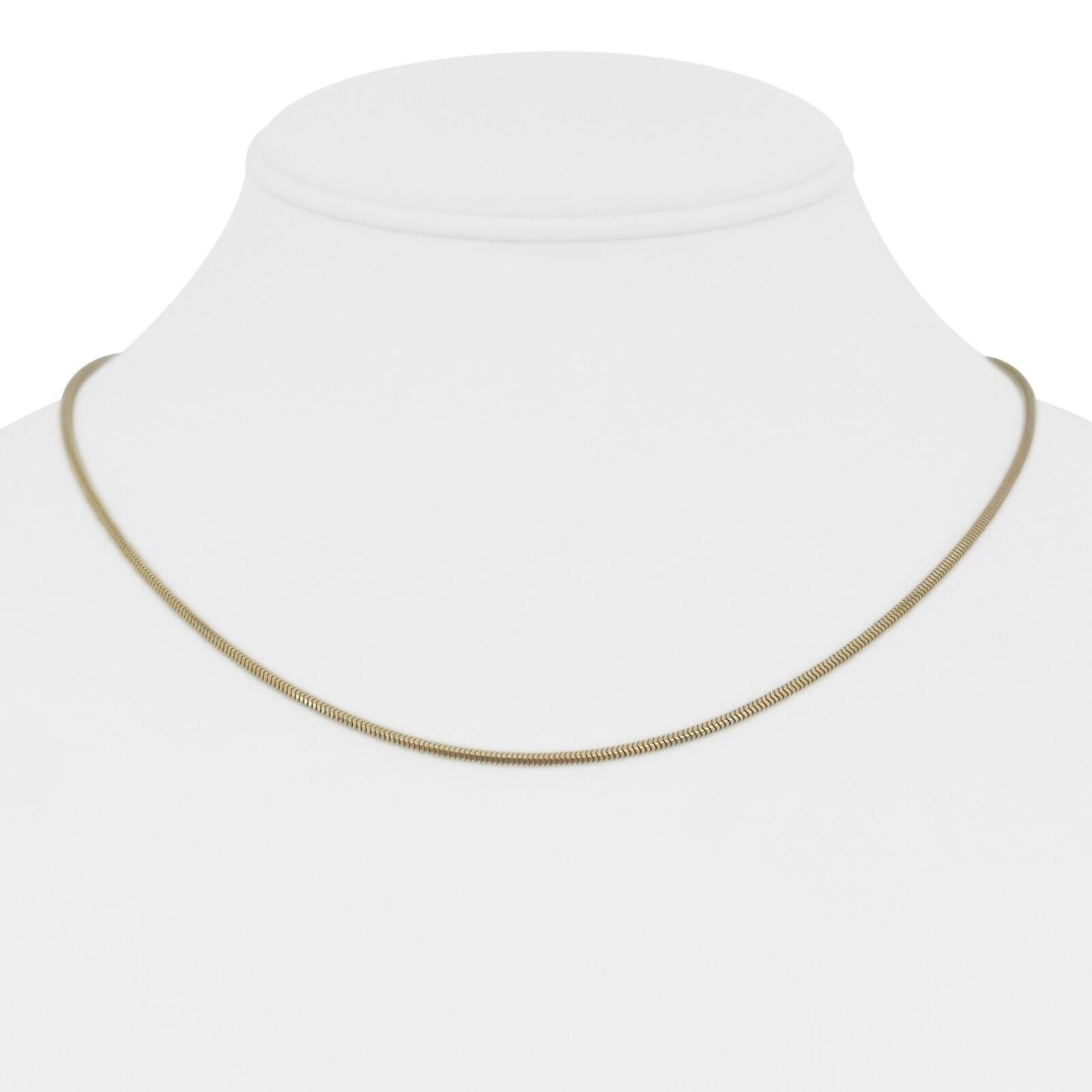 14 Karat Yellow Gold Solid Thin Snake Link Necklace 