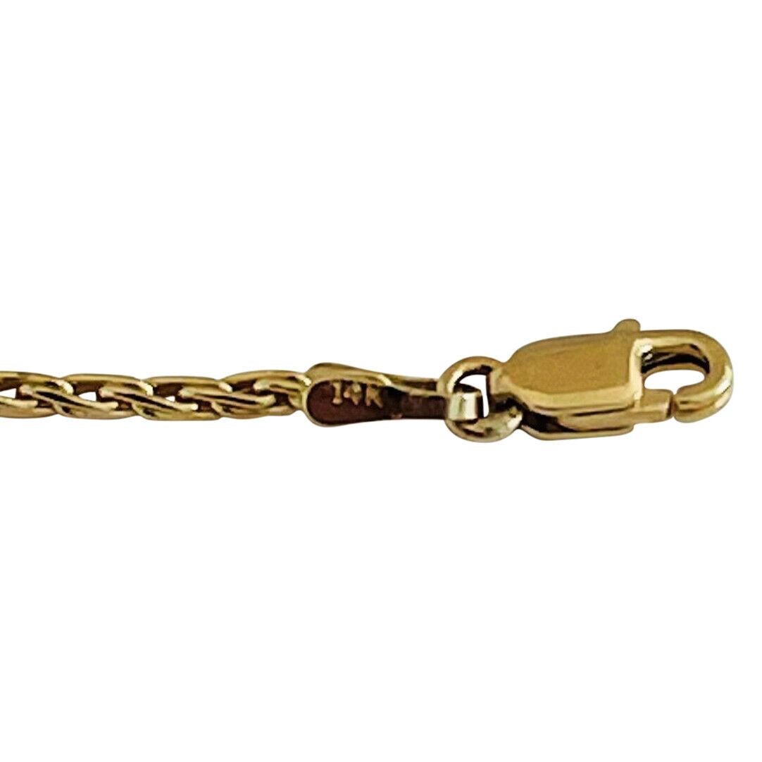 14 Karat Yellow Gold Solid Thin Wheat Link Chain Necklace 1