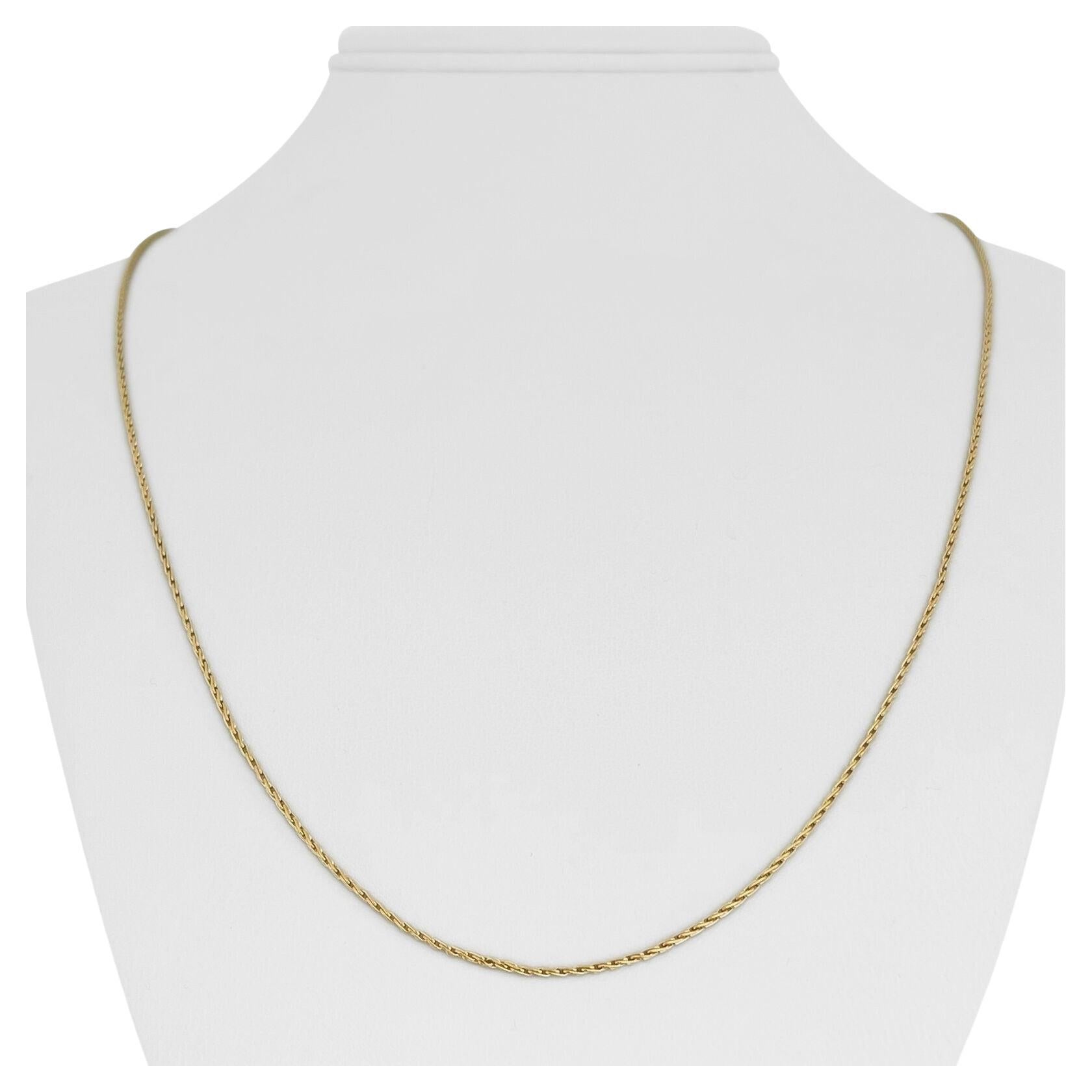 14 Karat Yellow Gold Solid Thin Wheat Link Chain Necklace
