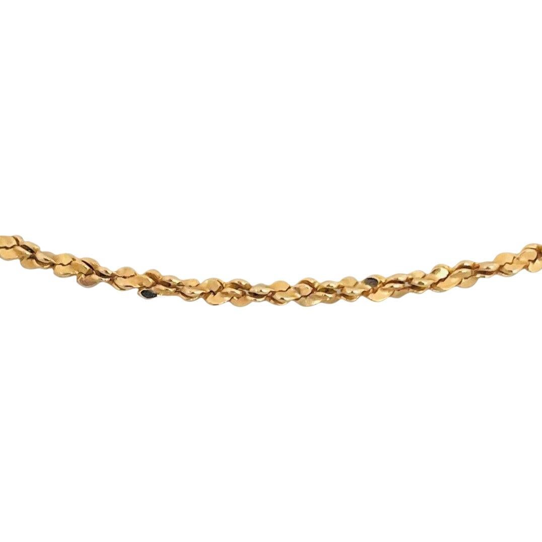 14 Karat Yellow Gold Solid Twisted Serpentine Tinsel Chain Necklace For
