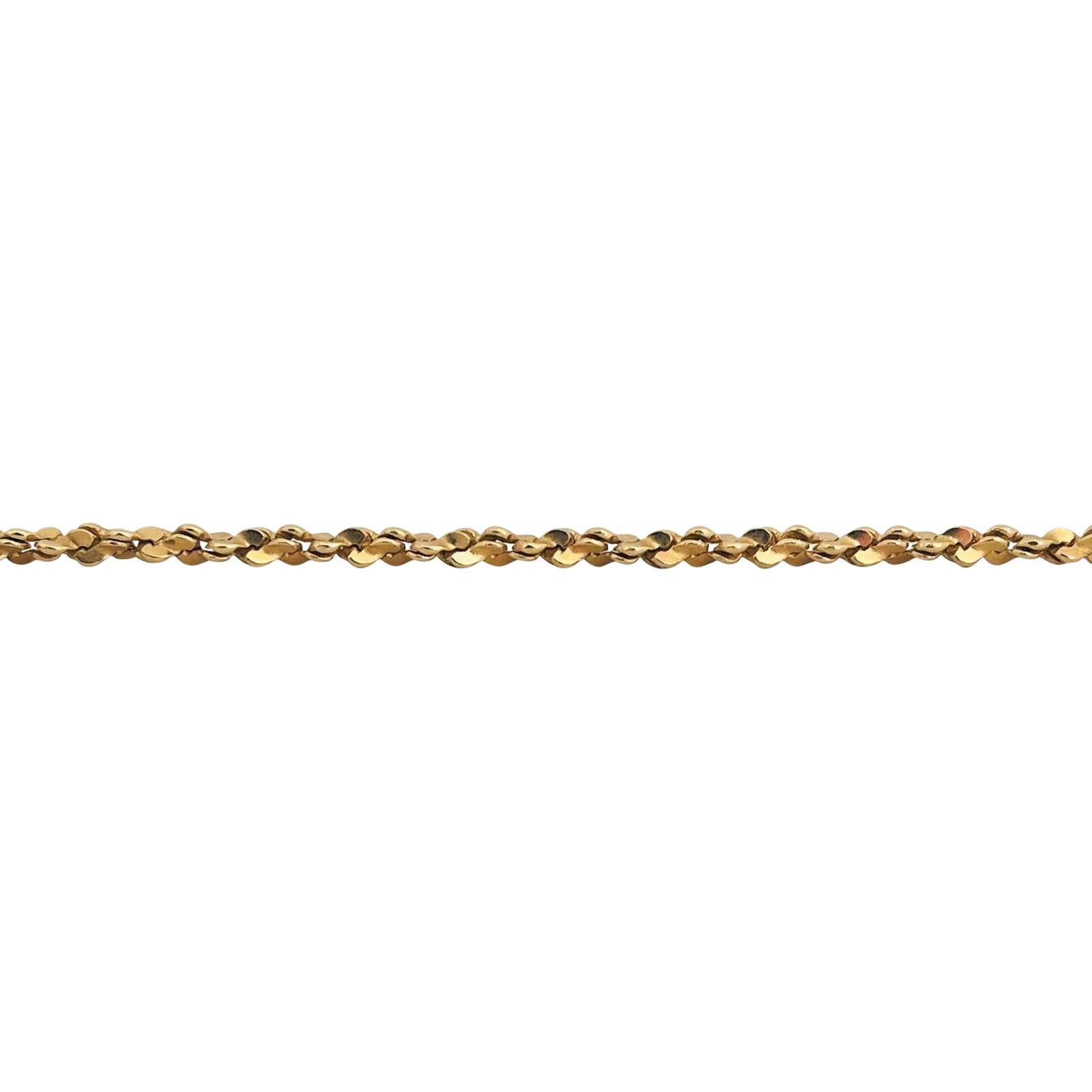 14 Karat Yellow Gold Solid Twisted Serpentine Tinsel Chain Necklace For