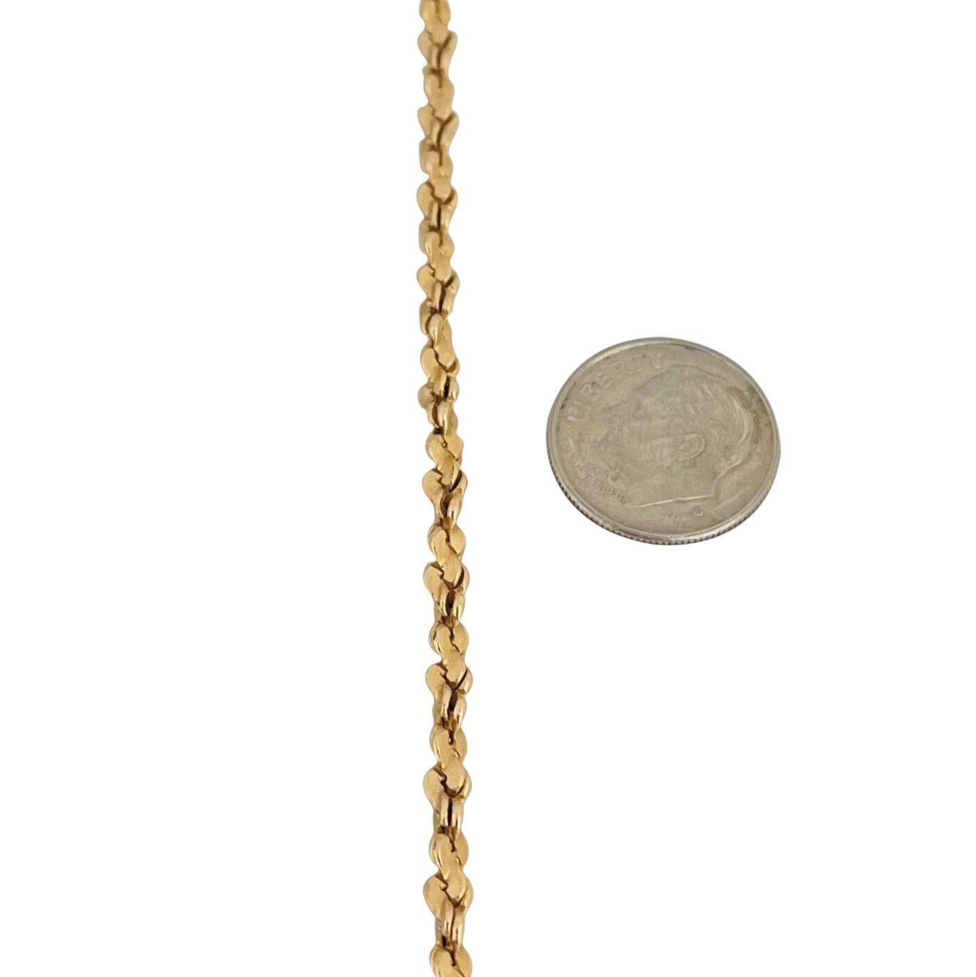 14 Karat Yellow Gold Solid Twisted Serpentine Tinsel Chain Necklace For
