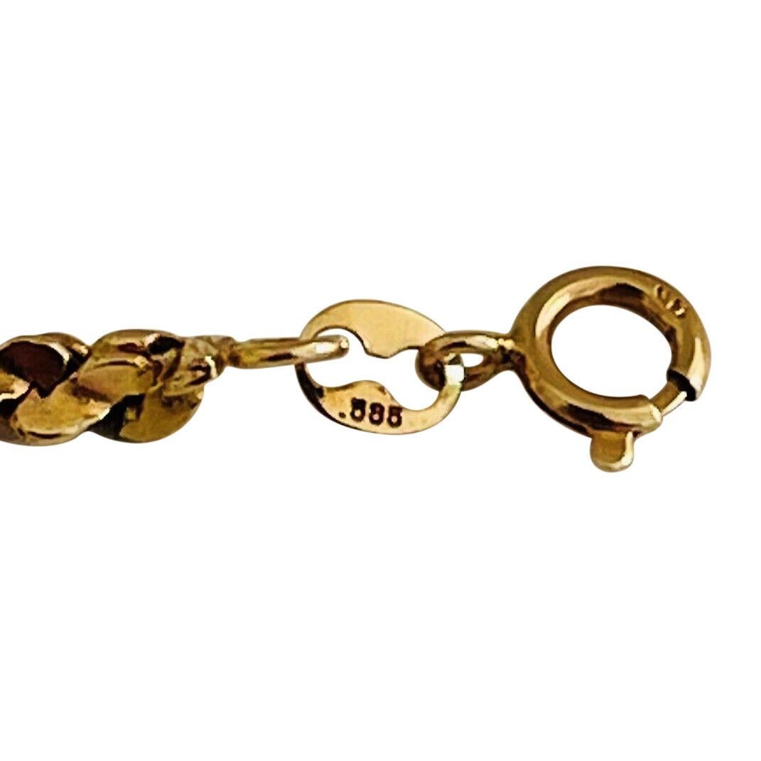 14 Karat Yellow Gold Solid Twisted Serpentine Tinsel Chain Necklace For